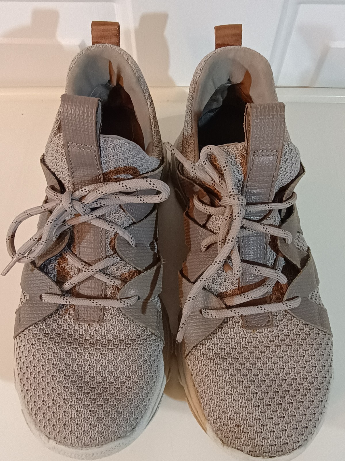 Otbt Unison Lace Up Taupe Synthetic Leather / Fabric Comfort Shoes sz 6.5
