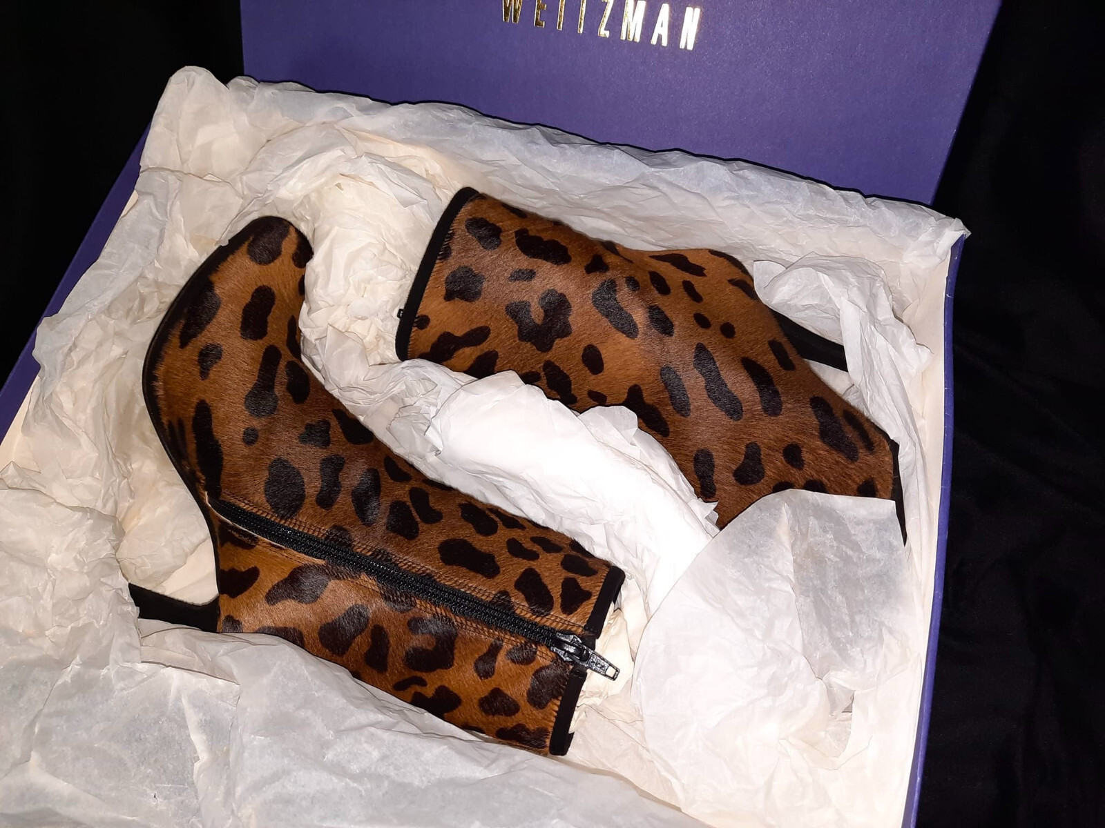 STUART WEITZMAN Wms Size 6M Neptune BOBCAT Calf Hair 3.75 Inch Heel Zip Booties