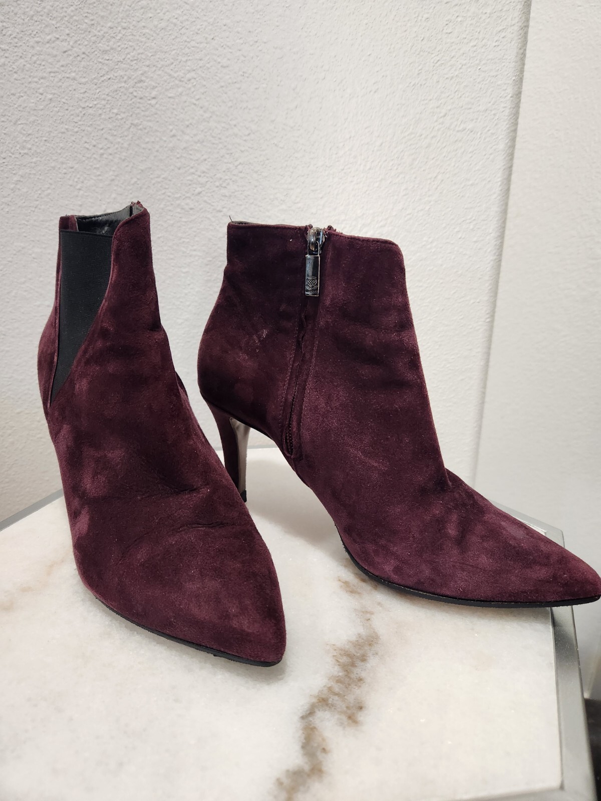 NAVYBOOT women’s Chelsea boots suede elastic Switzerland. Color Maroon, Size 38