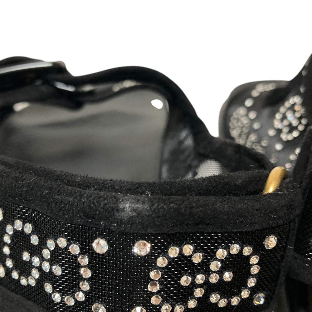 GUCCI GG Logo Crystal Platform Sandals 701158, Size 35 Black Women USED