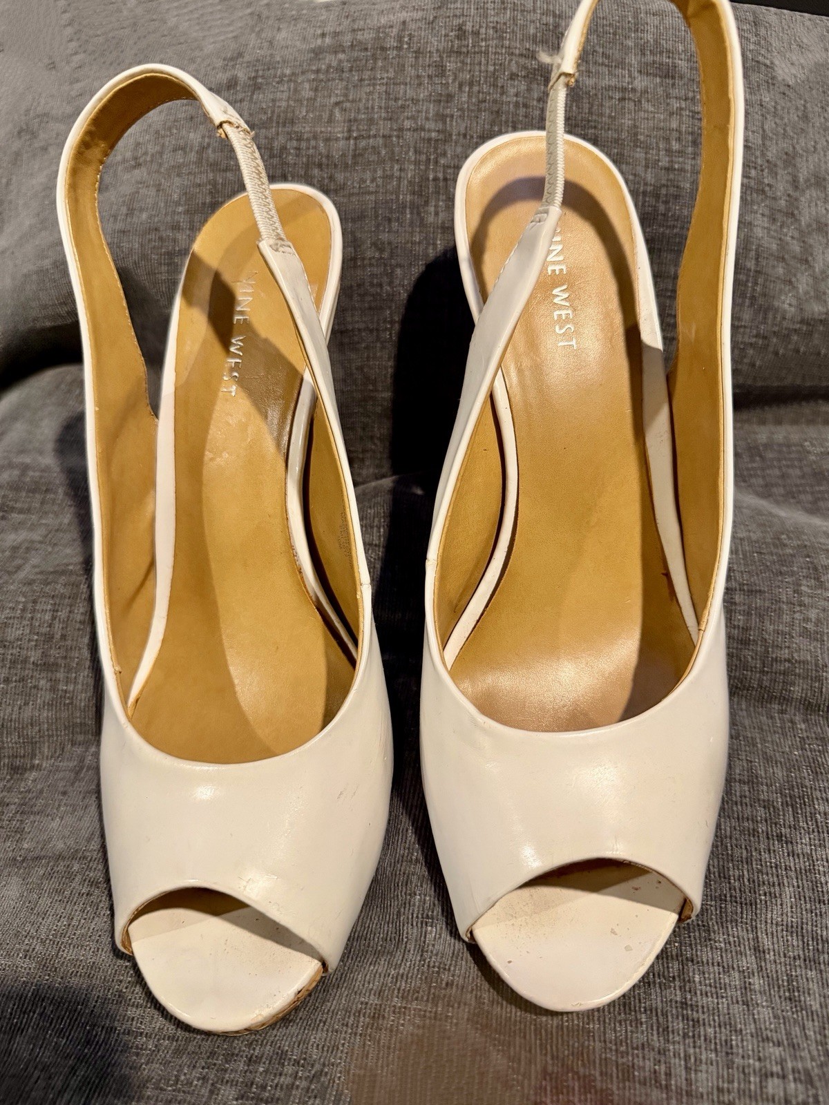 Nine West White Peep Toe Slingback Heels – Women’s Size 10M