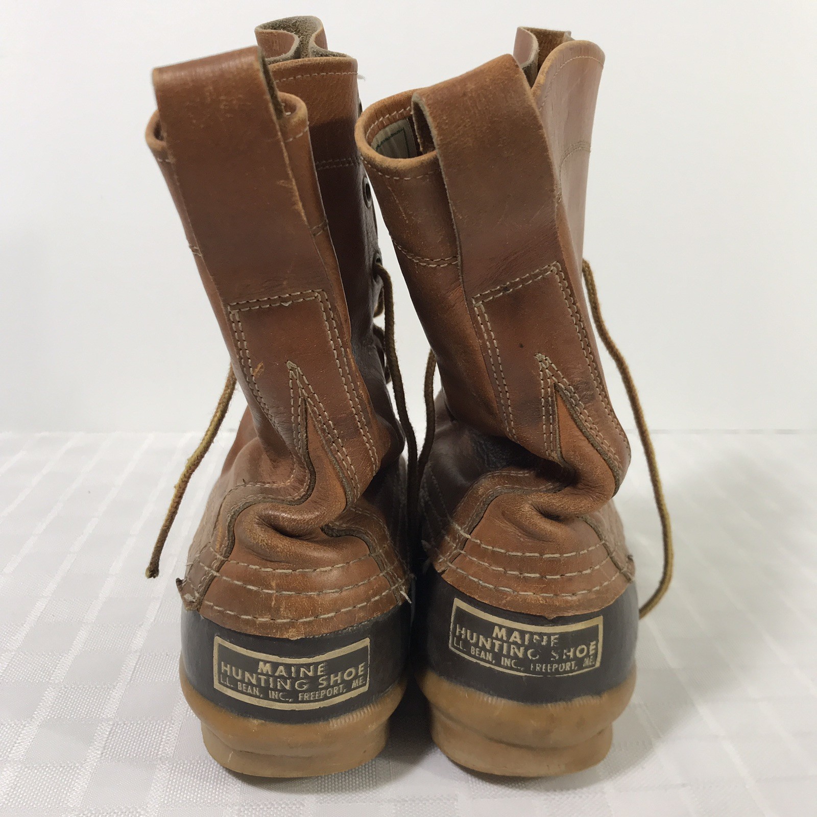 LL Bean Script Cursive Logo Mens 7 Narrow Maine Hunting Duck Boot Rubber Leather