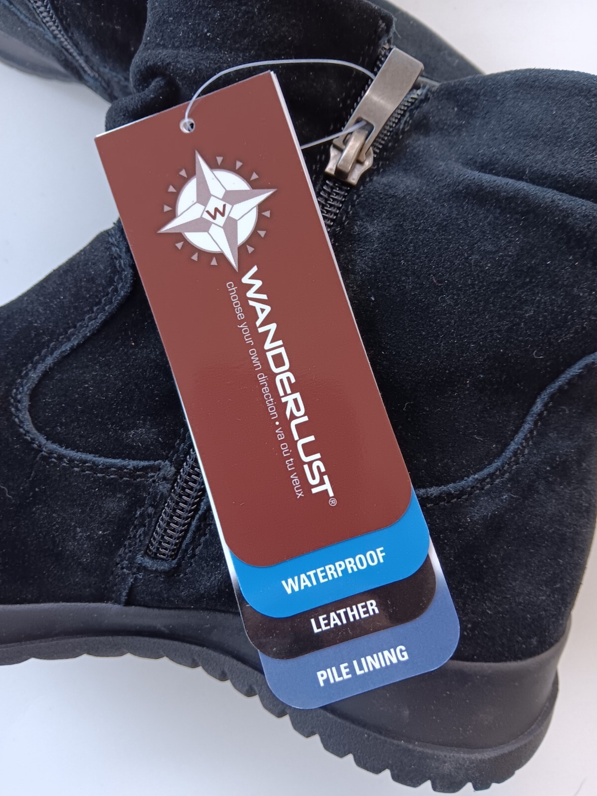 Wanderlust Waterproof 7.5 Women’s Black Leather Boston Slouch Lined Winter Boot