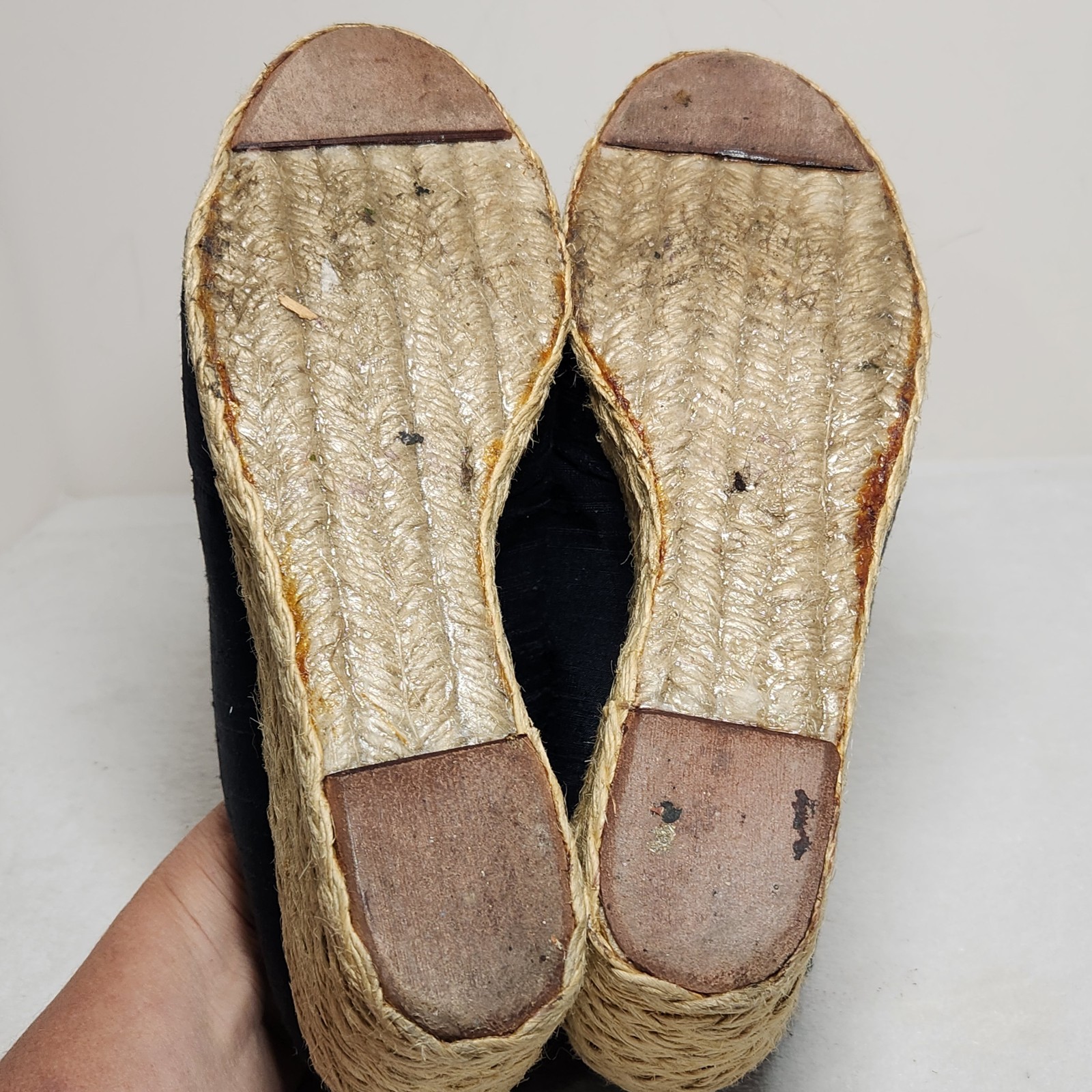 Ralph Lauren Cecilia Shantug Espadrille Wedges Women’s 8.5 Silk Peep Toe Blue