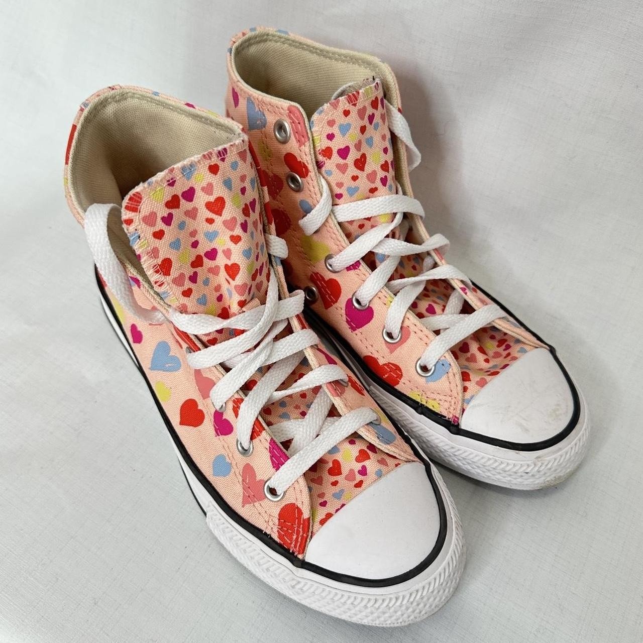 Converse All Star Pink Heart Print Hi-Top Sneakers – US Mens 4 Womens 6
