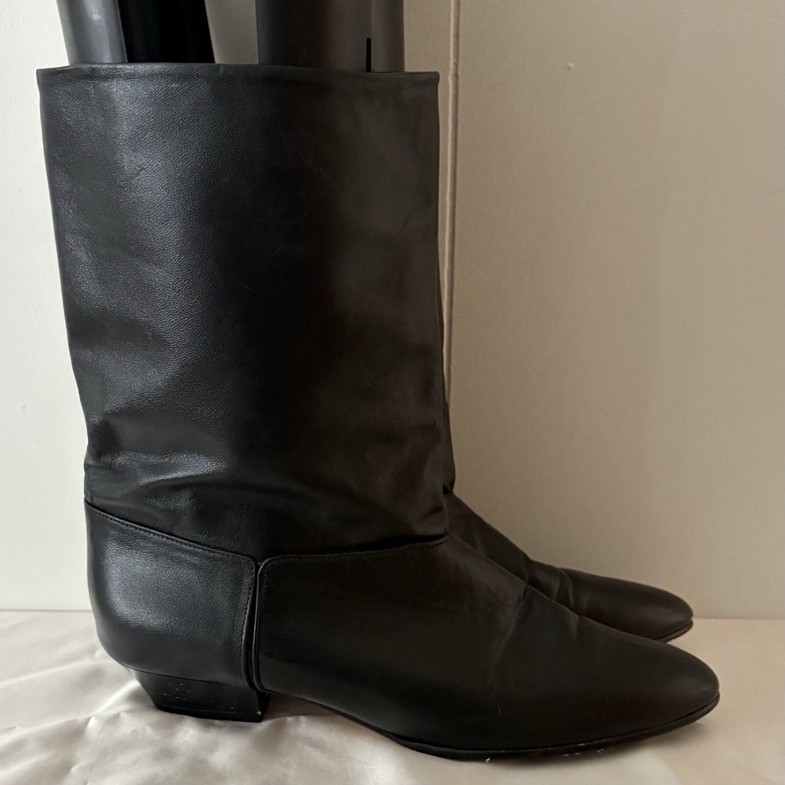 VTG 1980’s Joyce California Black Low Heel Leather Half Boots Sz 9N Narrow AAA