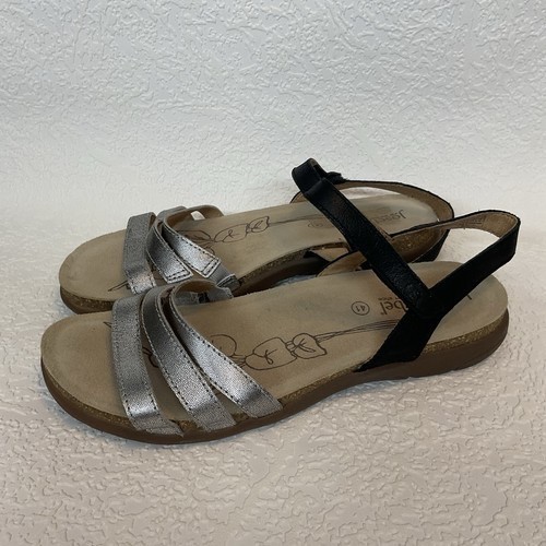 Josef Seibel Silver Strappy Walking Slip On Sandals Women 41/ US10 Indonesia