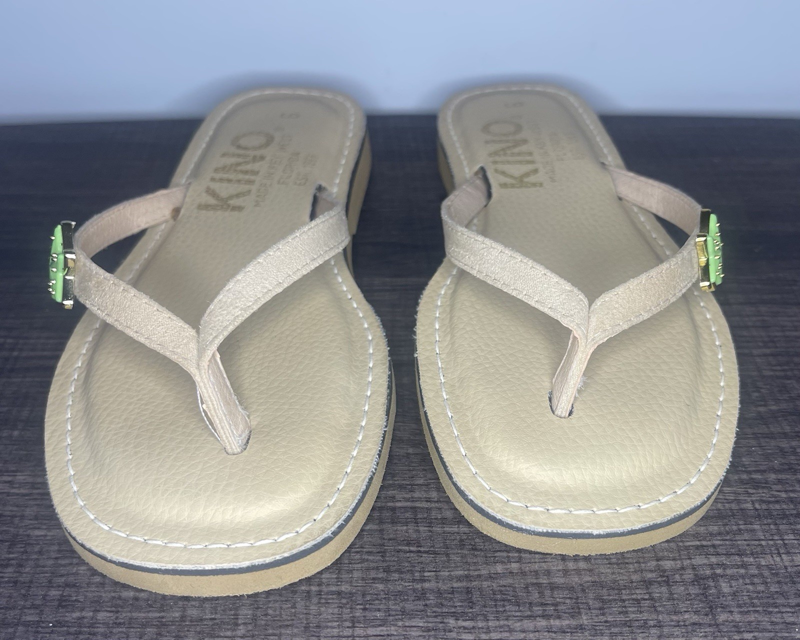 Kino Women’s Leather Sandals Key West Size 6 Beige Color