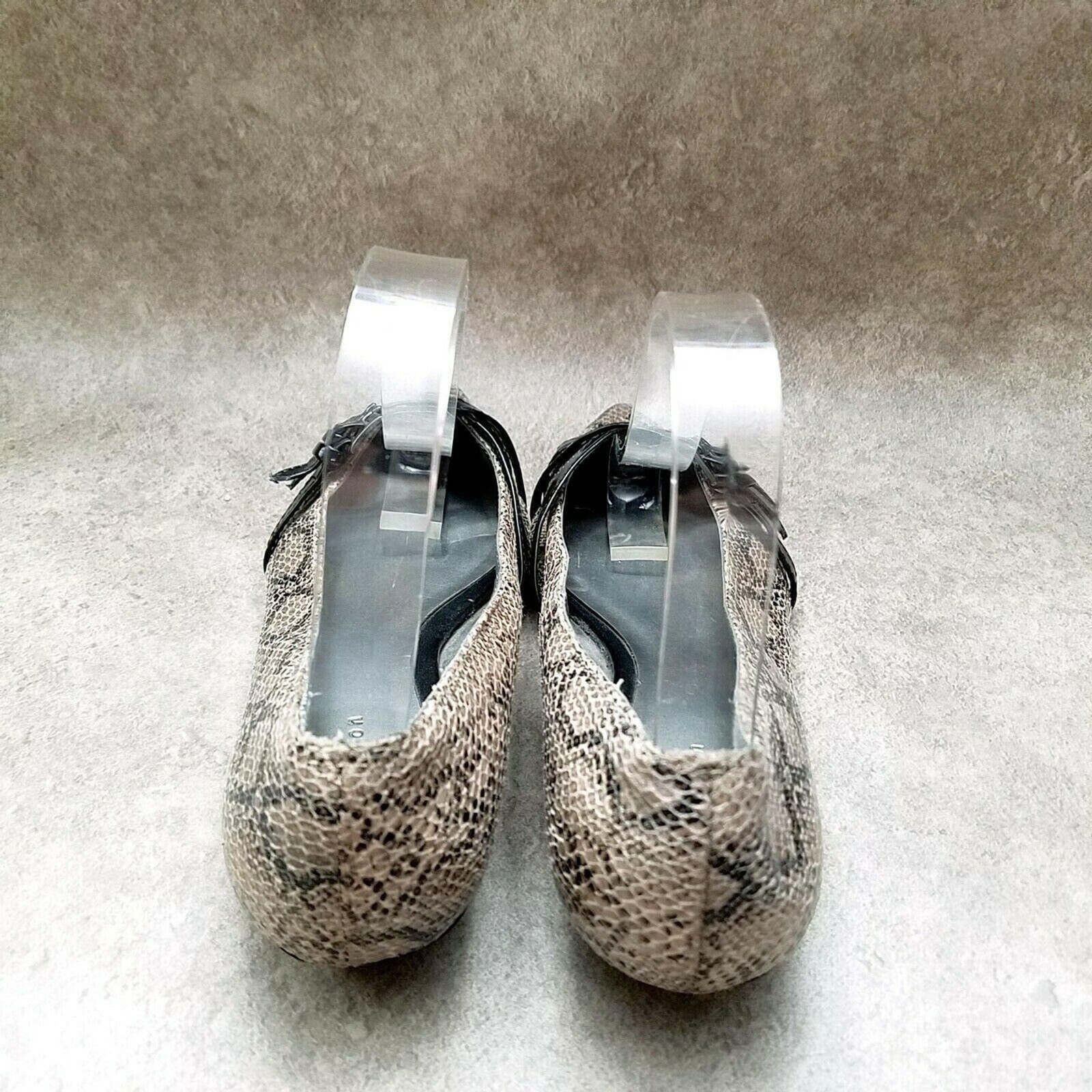 Attention Womens Frit 2 Sz 7 M Brown Slip On Pointed Toe Snakeskin Print Low H