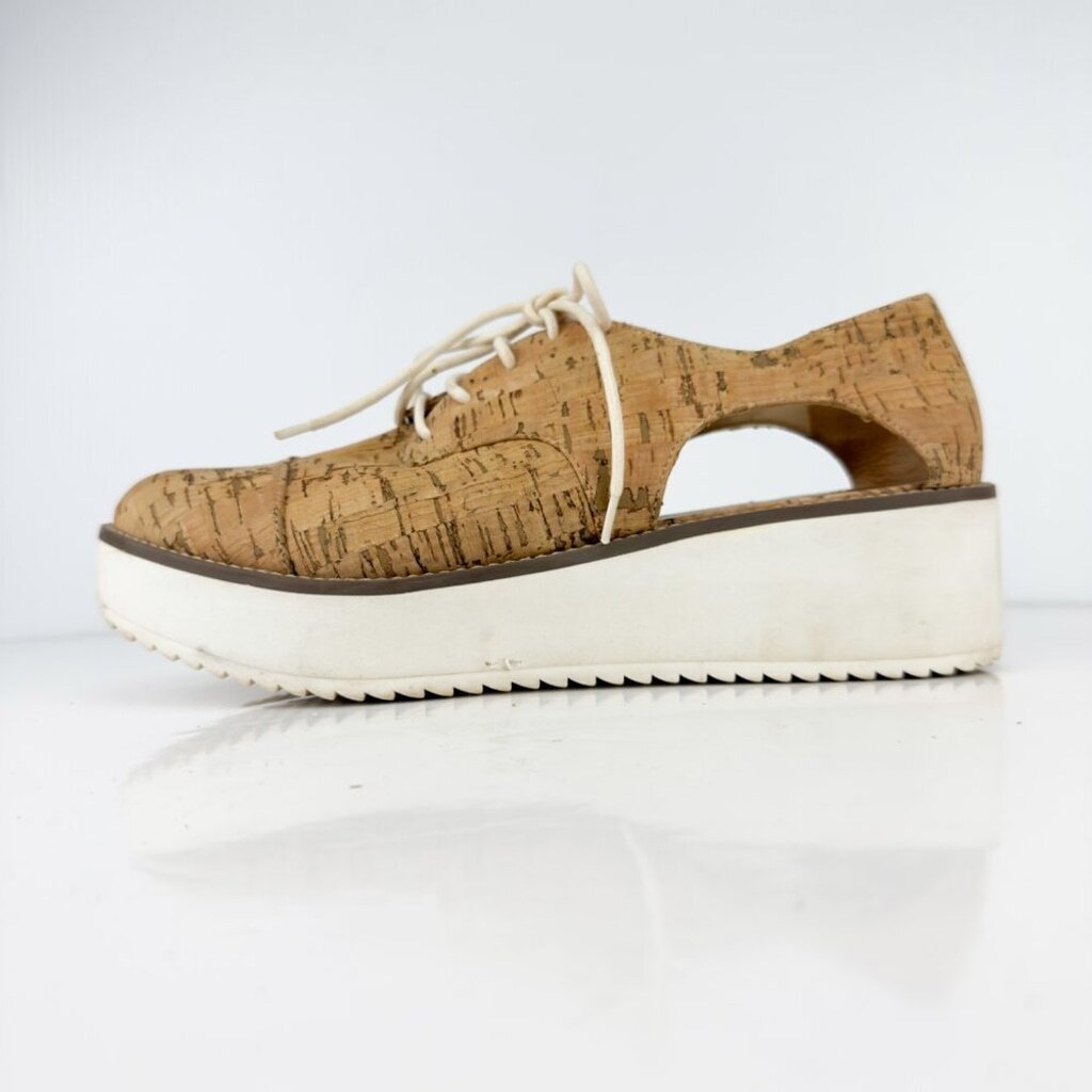 SCHUTZ Oxford Flatform Cut Out Cork Lightweight Contemporary Summer sz 41