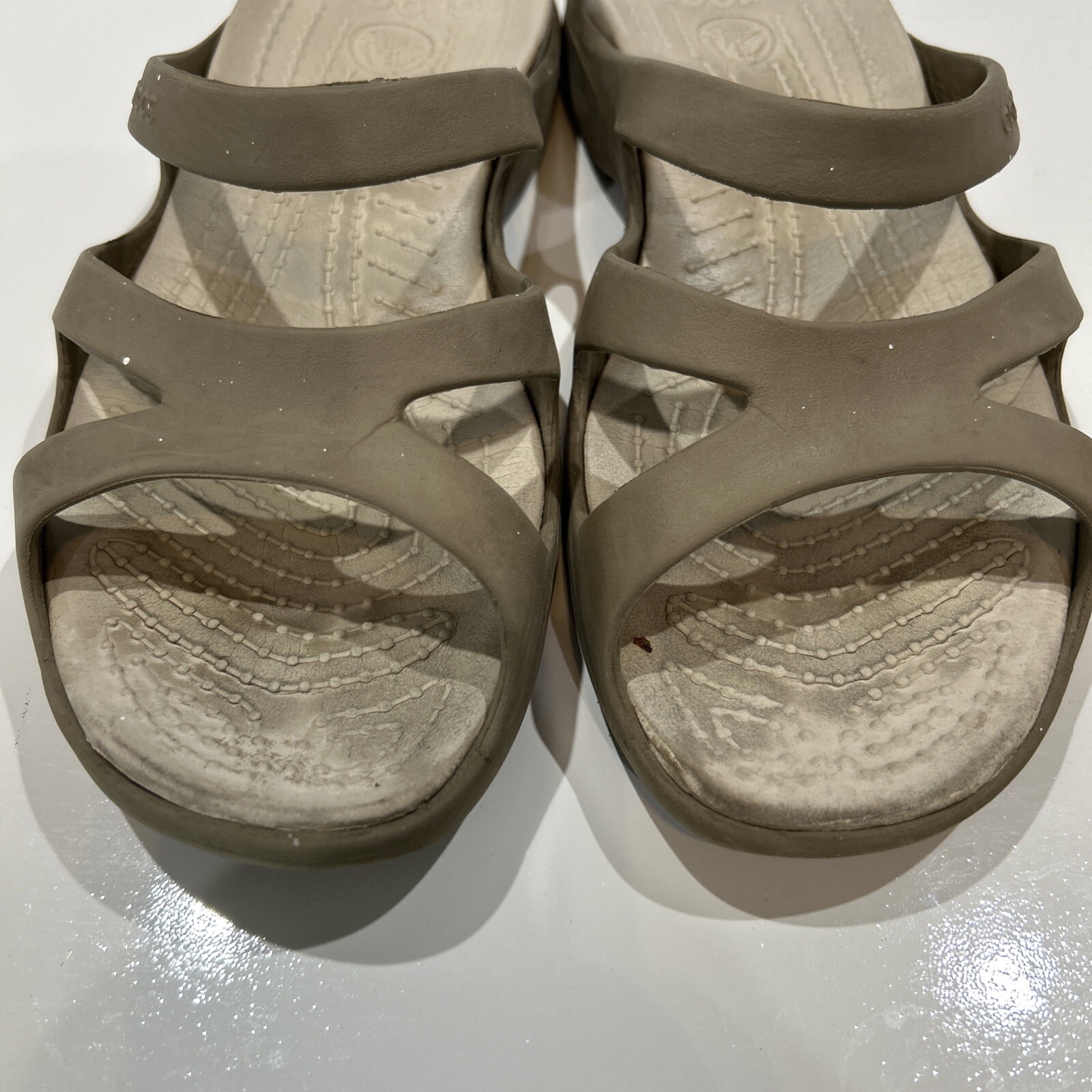 Meleen Slip On Slide Sandals Tan Synthetic Croslite Women’s 10