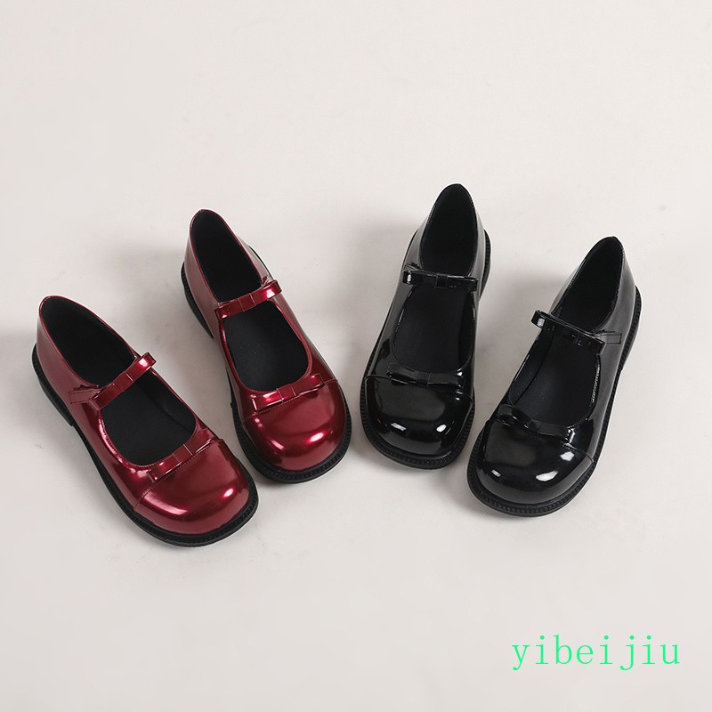 Womens Ladies Mary Jane Leather Shoes Bowknot Patent Leather Casual Loafers New