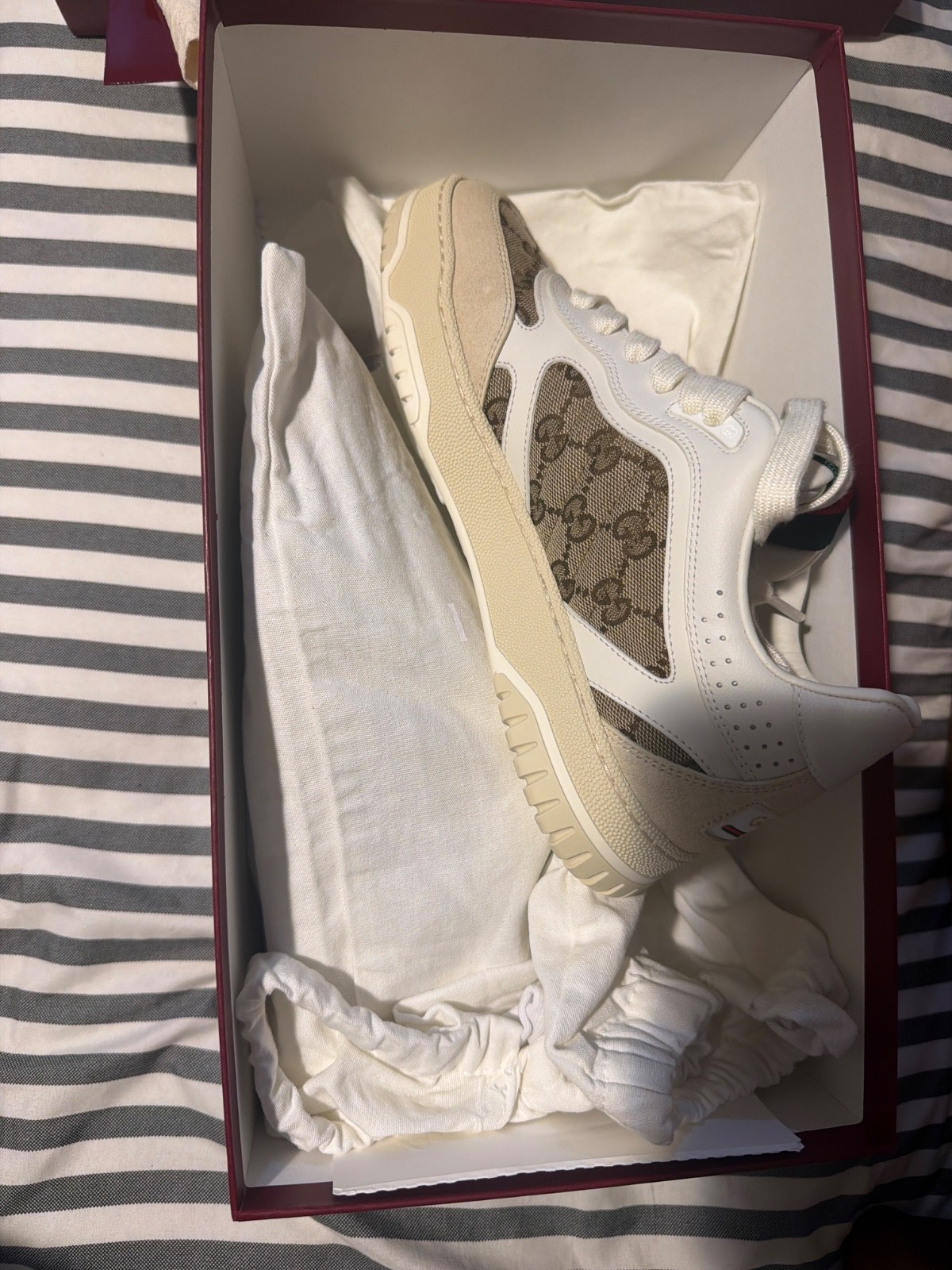 Size 8.5 – Gucci Re-Web Sneaker GG Canvas – White Beige W