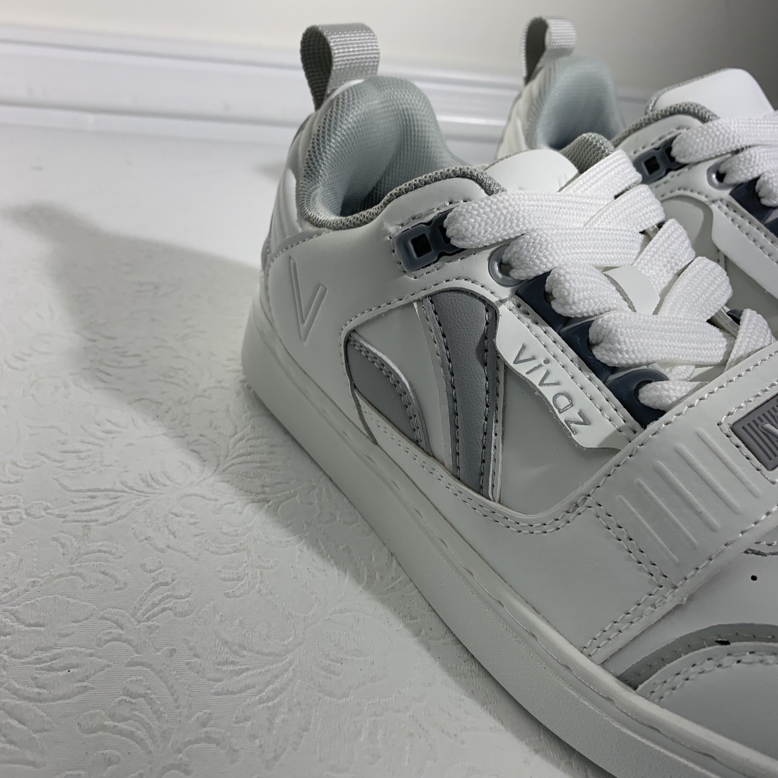 Vivaz White Silver Dance Lace Up Sneakers Unisex Men Women