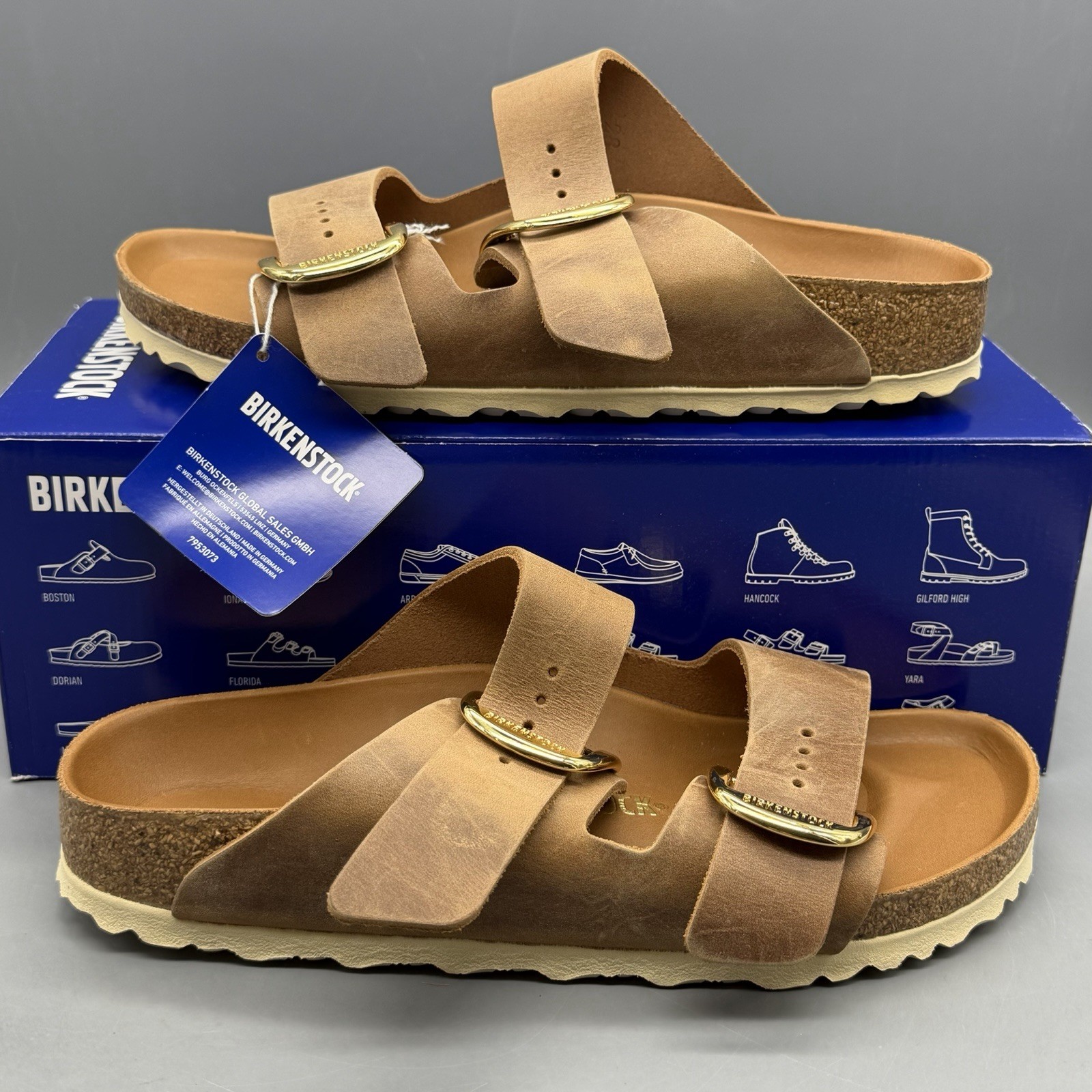 Birkenstock Arizona Big Buckle Women’s EU 39 US 8 Leather Sandal Cognac Narrow