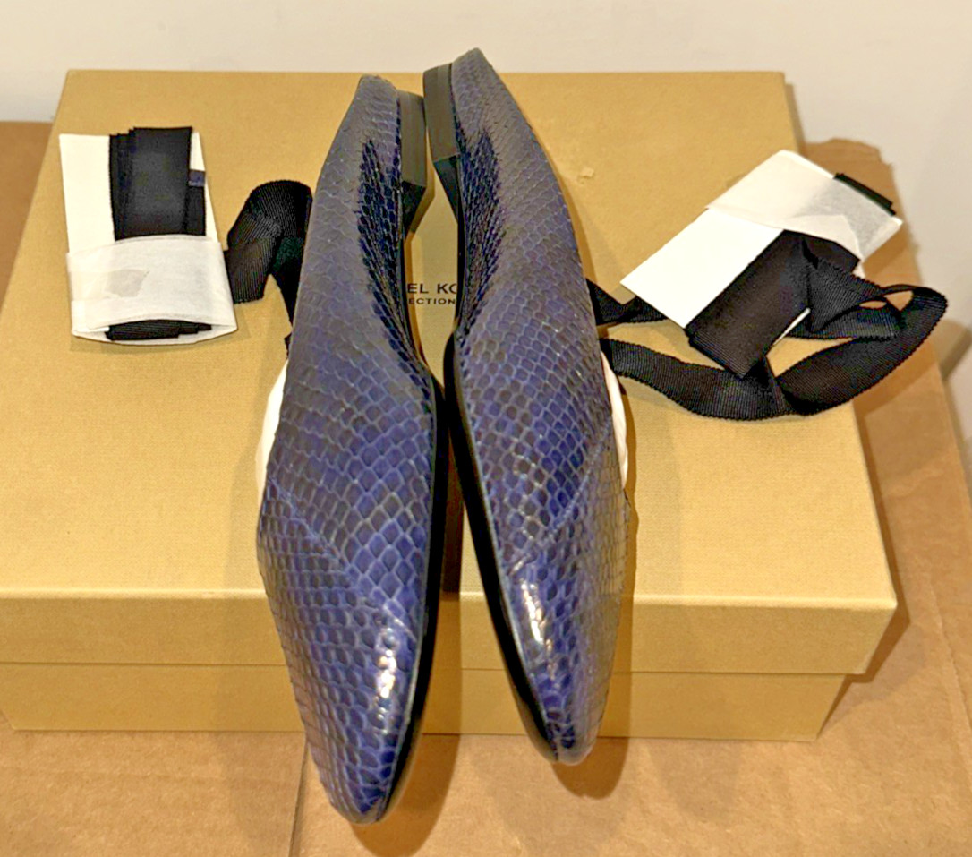 Michael Kors Collection Size IT 40/10 Maren Lace Ballet Flat Sapphire Snake Skin