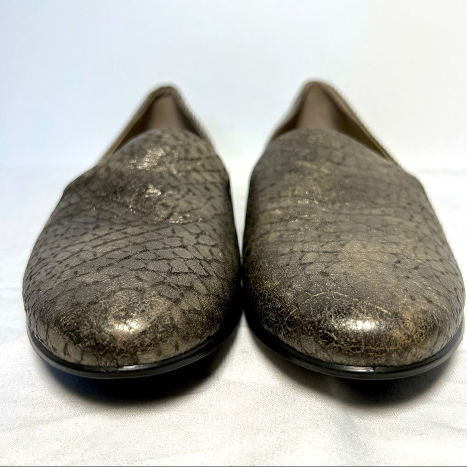 Ecco Touch Ballerina 2.0 Warm Grey Leather Flats Womens EU 40 US 10