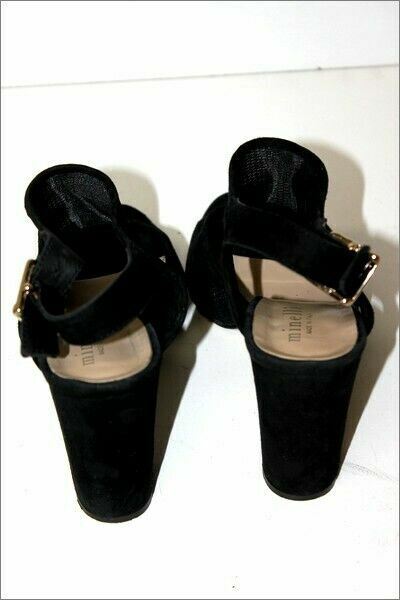 MINELLI open pumps velvet and openwork textile black size 37 VGC