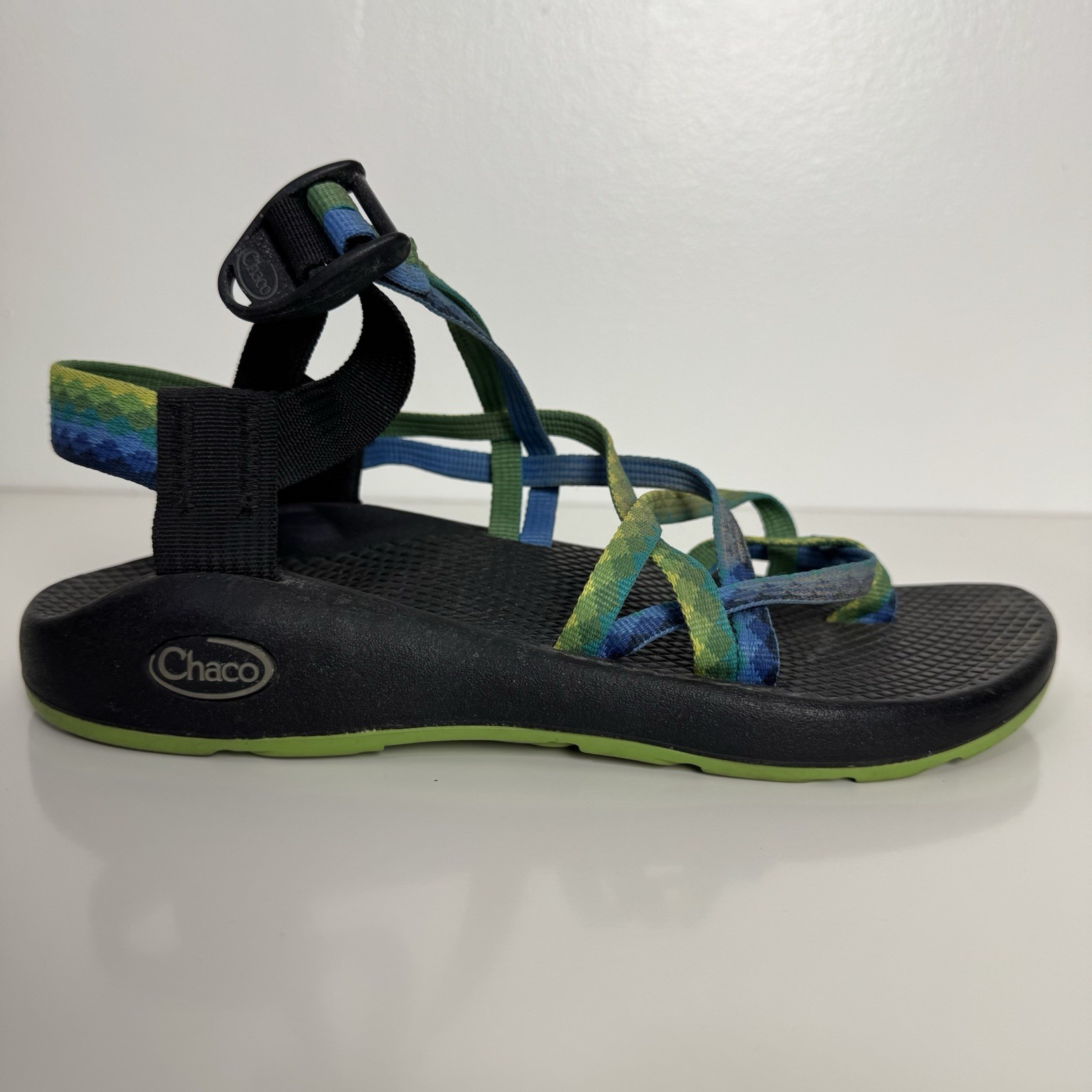 CHACO Sport Hiking Trail Sandals Womens 7 Blue Green Strappy Shoes J199058