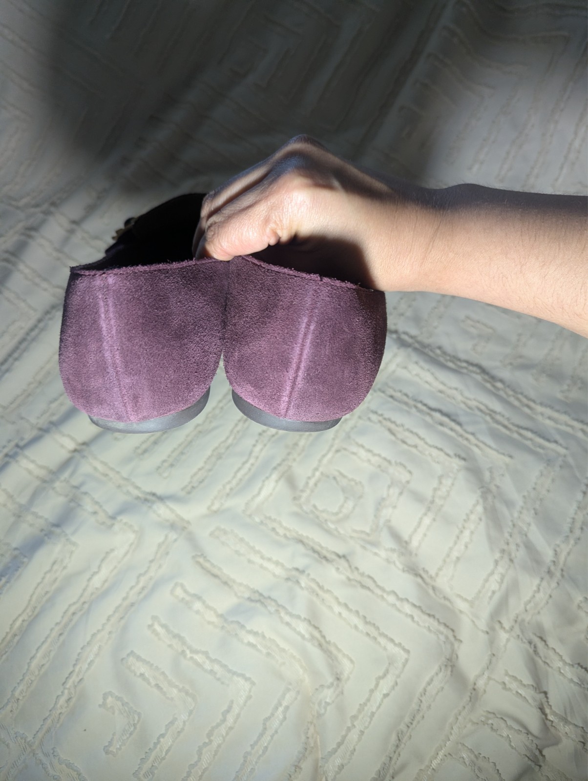 Tory Burch Plum Purple Suede Loafers Gold Buckle Flats Size 10 workshoes