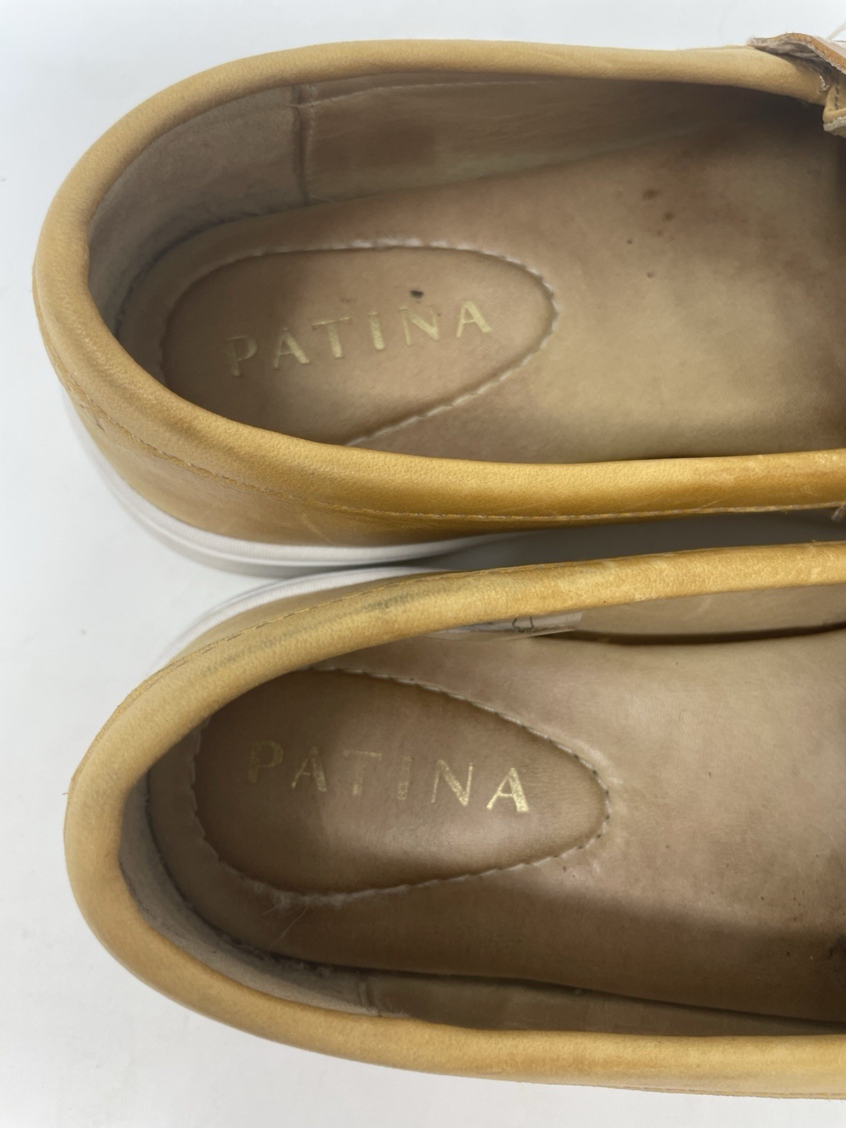 Patina Women’s Tan Leather Slip-On Loafer Flats Comfort Round Toe US 6 EU 36