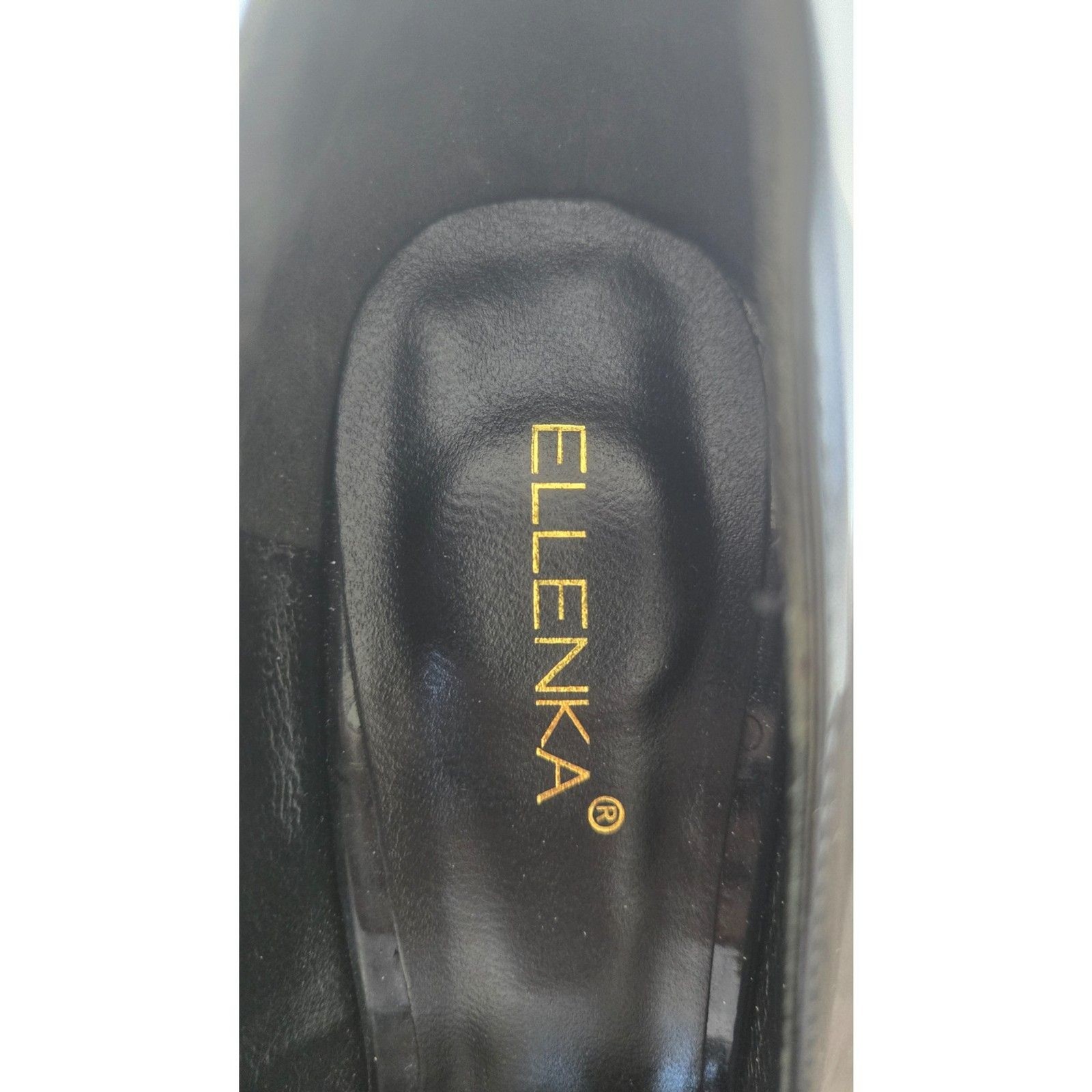 ELLENKA Black Patent Leather Look Peep Toe Stiletto Pumps Platform Size 38