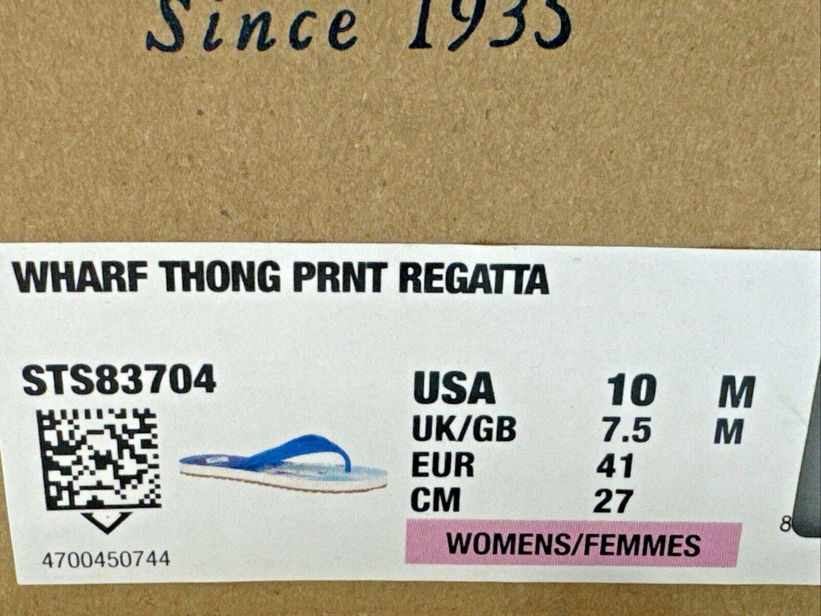 NEW OLD STOCK Sperry Wharf Thong Womens Regatta Slippers Size US 10M