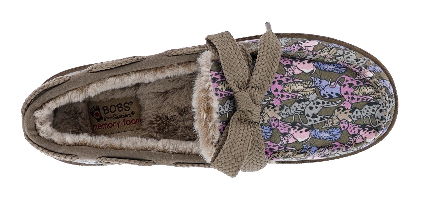 SKECHERS WOMEN’S BOBS TOO COZY- CATS MEOW 114798/TPMT SLIP-ON SLIPPERS