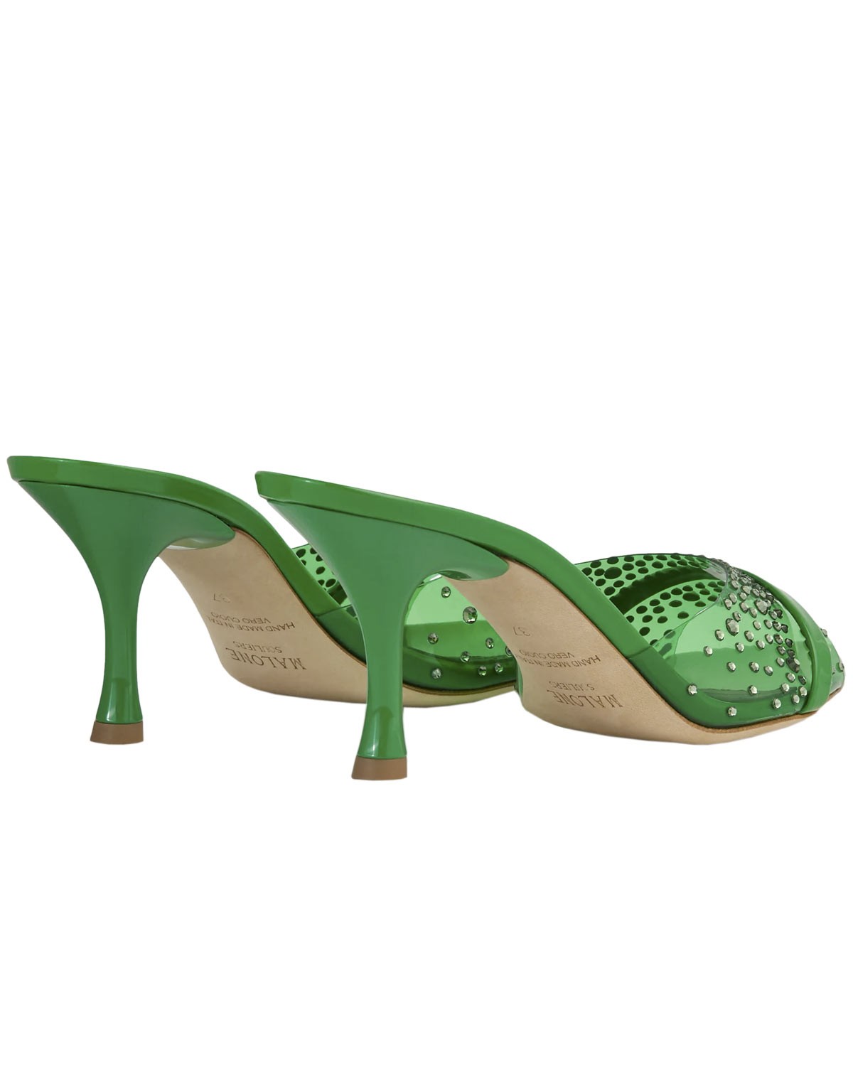 Malone Souliers Womens Julia Embellished PVC Mules 37 Green – NIB $725