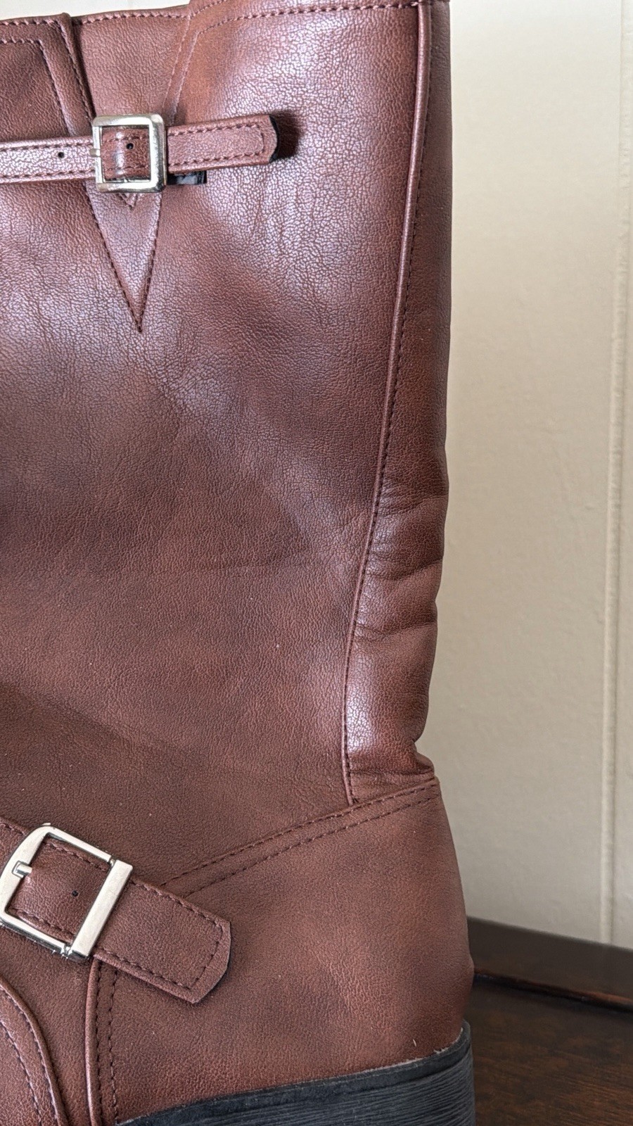 Brown Tall Boots With Buckles Size 6 NWOB