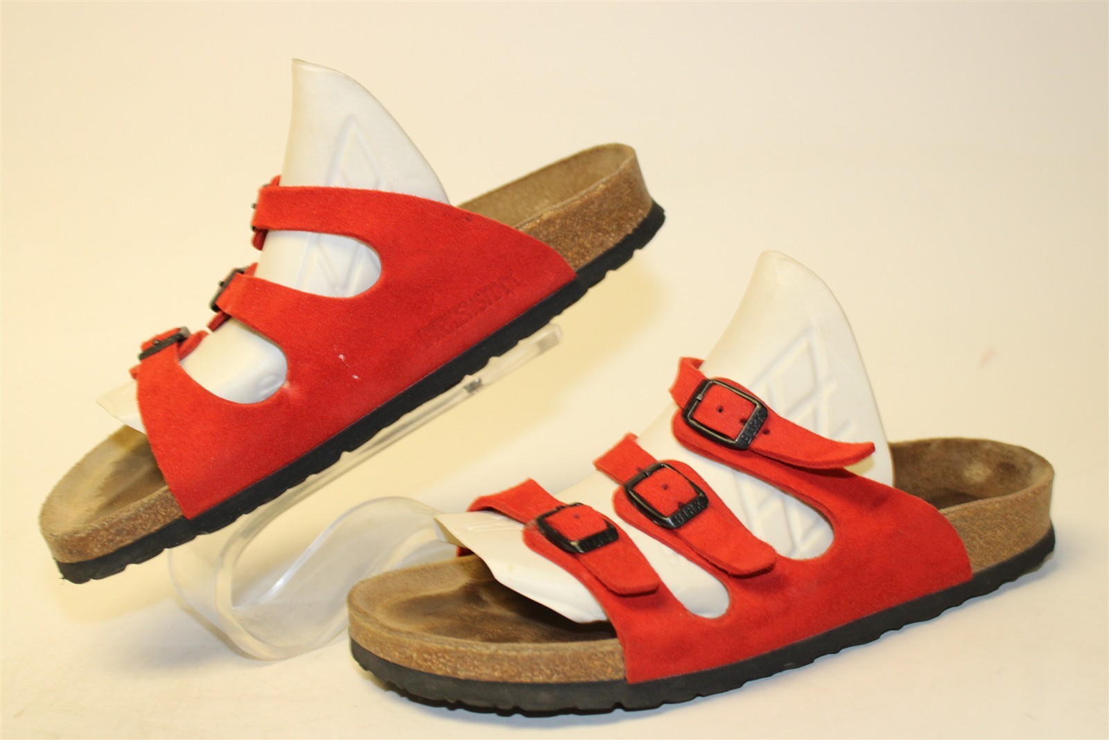 Birkenstock Florida Soft Foot Womens 6 N 37 Red Suede Slides Germany Made Shoes