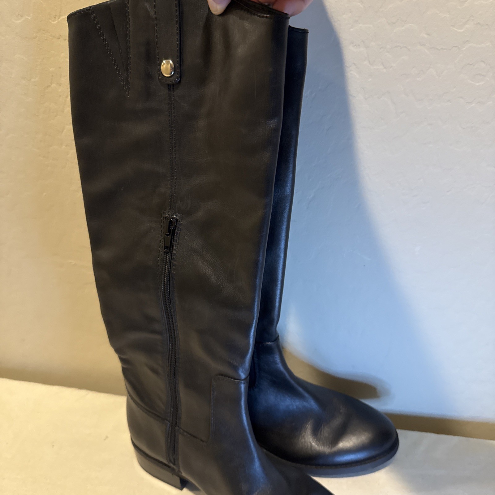 INC International Concepts Black Fawne Leather Boots Shoe Size 8.5M – New No Box