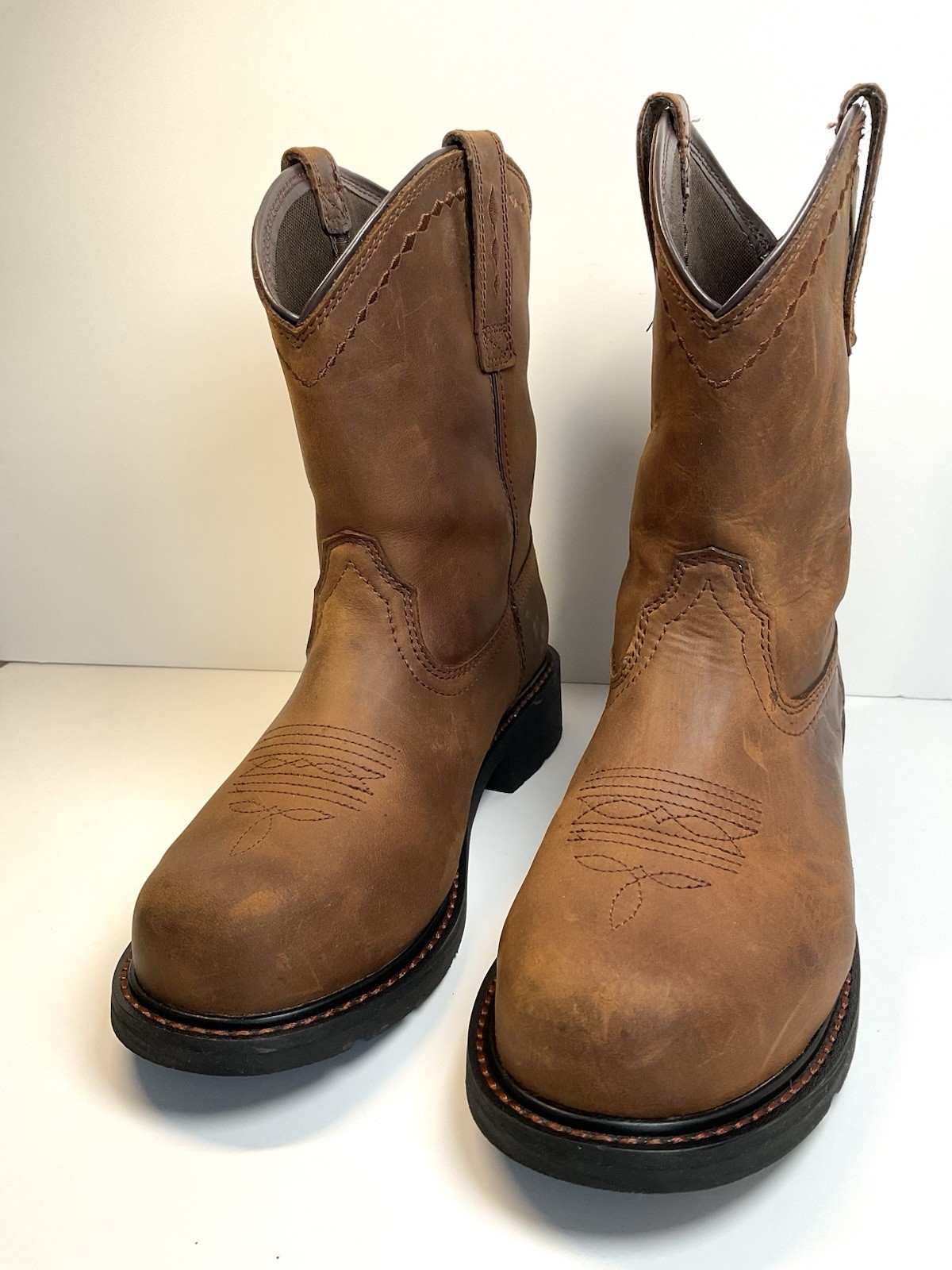Ariat Women’s 10B Steel Toe Brown Leather Western Work Boots EH ASTM