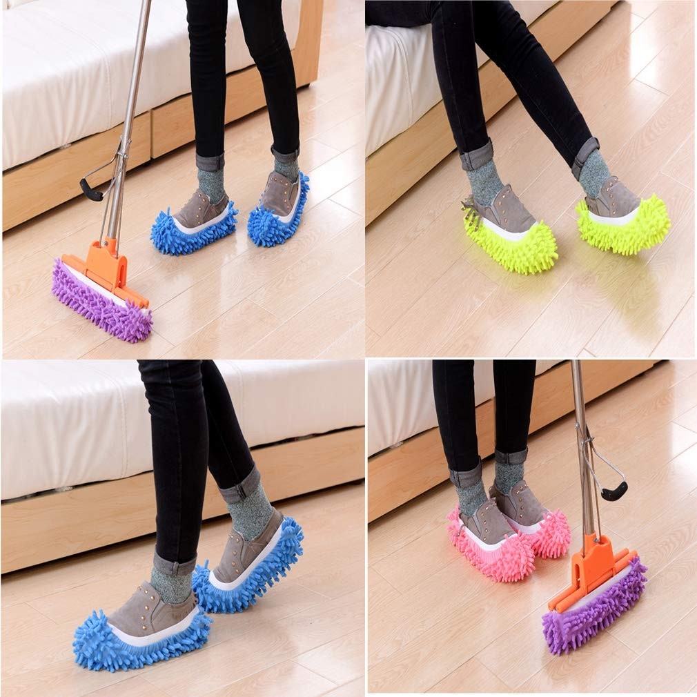 Mop Slippers Shoes 5 Pairs Microfiber Cleaning Floor Tools Washable