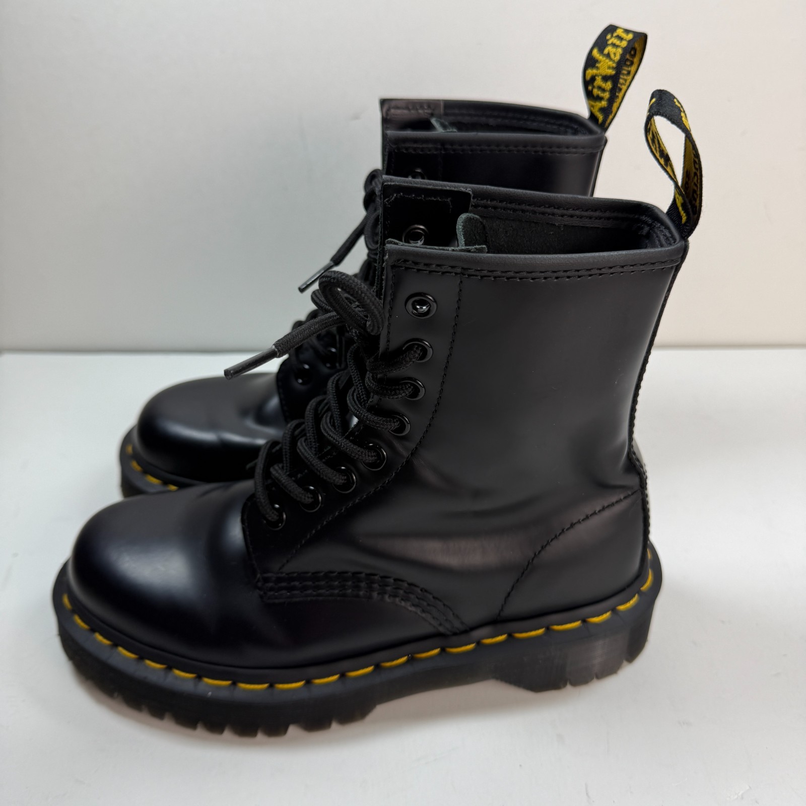 Dr. Martens 1460 Bex Smooth Black Leather Lace Up Boots Womens Size 6 / Mens 5