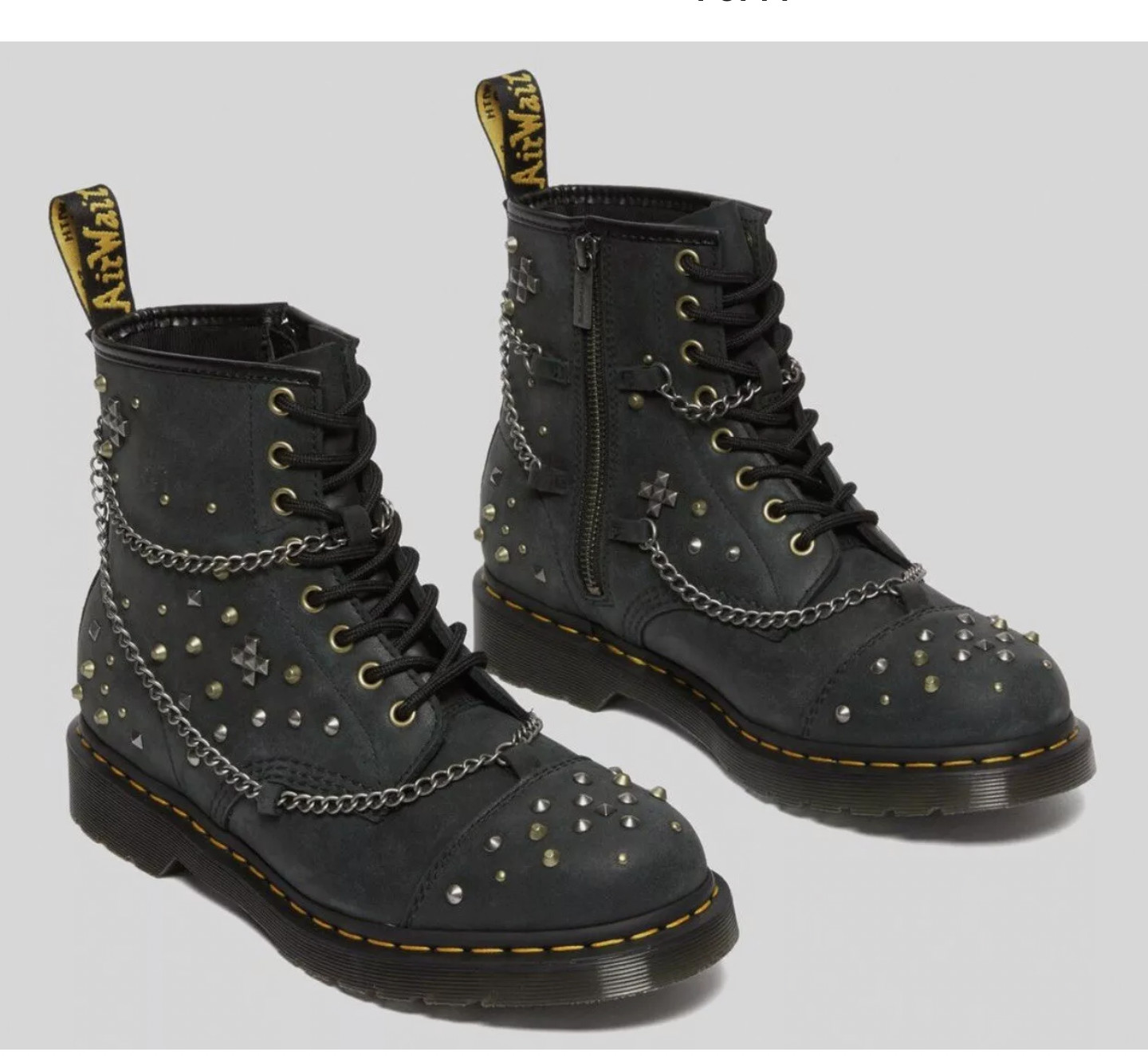Dr. Martens 1460 Studded Chain Leather Lace Up Utility Boots Size M4 W5 EU36