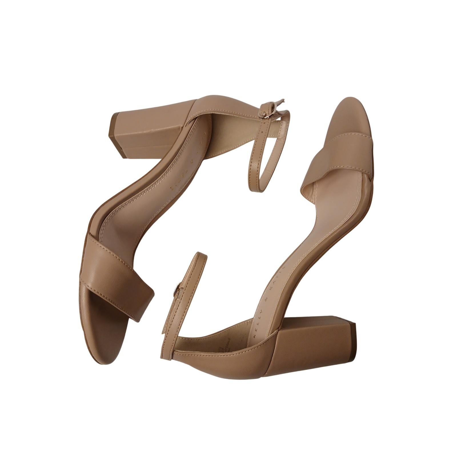 Kelly & Katie Womens Nude Tan Ankle Strap Block Heel Sandals Size 7.5 M SPN471