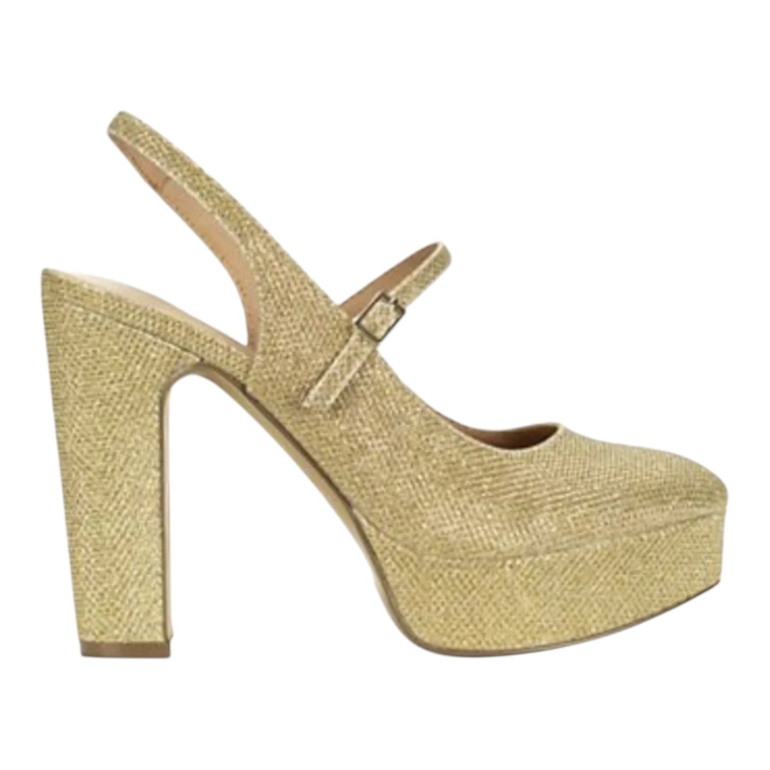Wild Pair Women’s Ciehna Round Toe Platform High Heel Pumps Gold Size 8