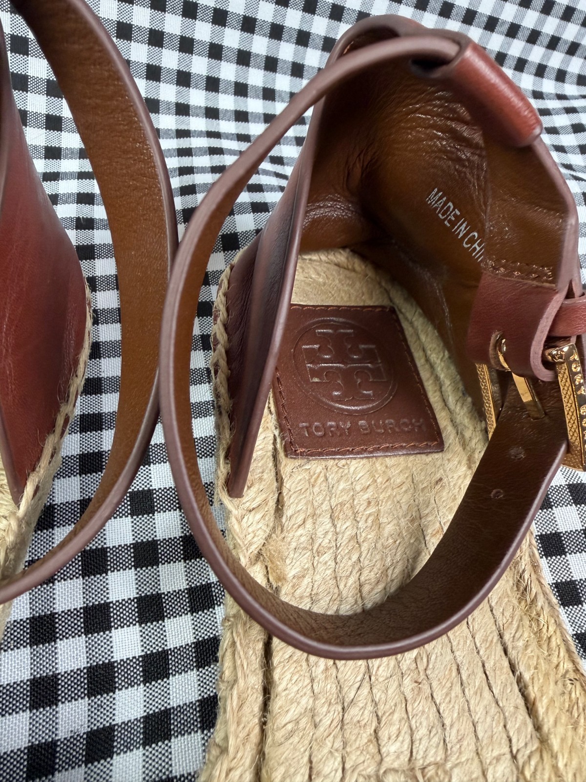 Tory Burch Eleanor Woven D’Orsay Espadrille Flats Womens 7 Olive Green Calf Hair