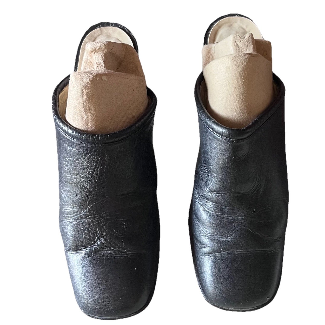 Vintage Y2K Black Leather Mules EU 39 – Goth Grunge Biker Witchy Retro