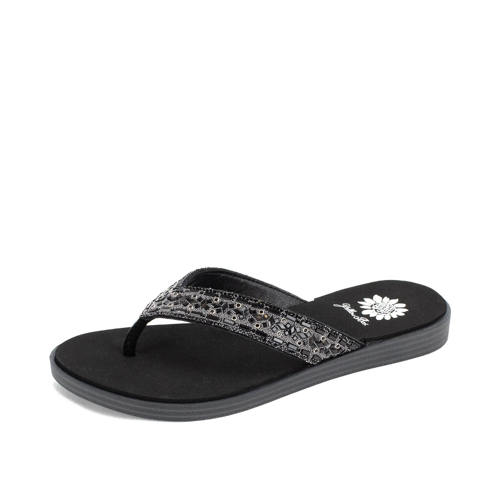 Spenco Women’s Yellow Box Dashna Black flip flop thong Sandal Slide