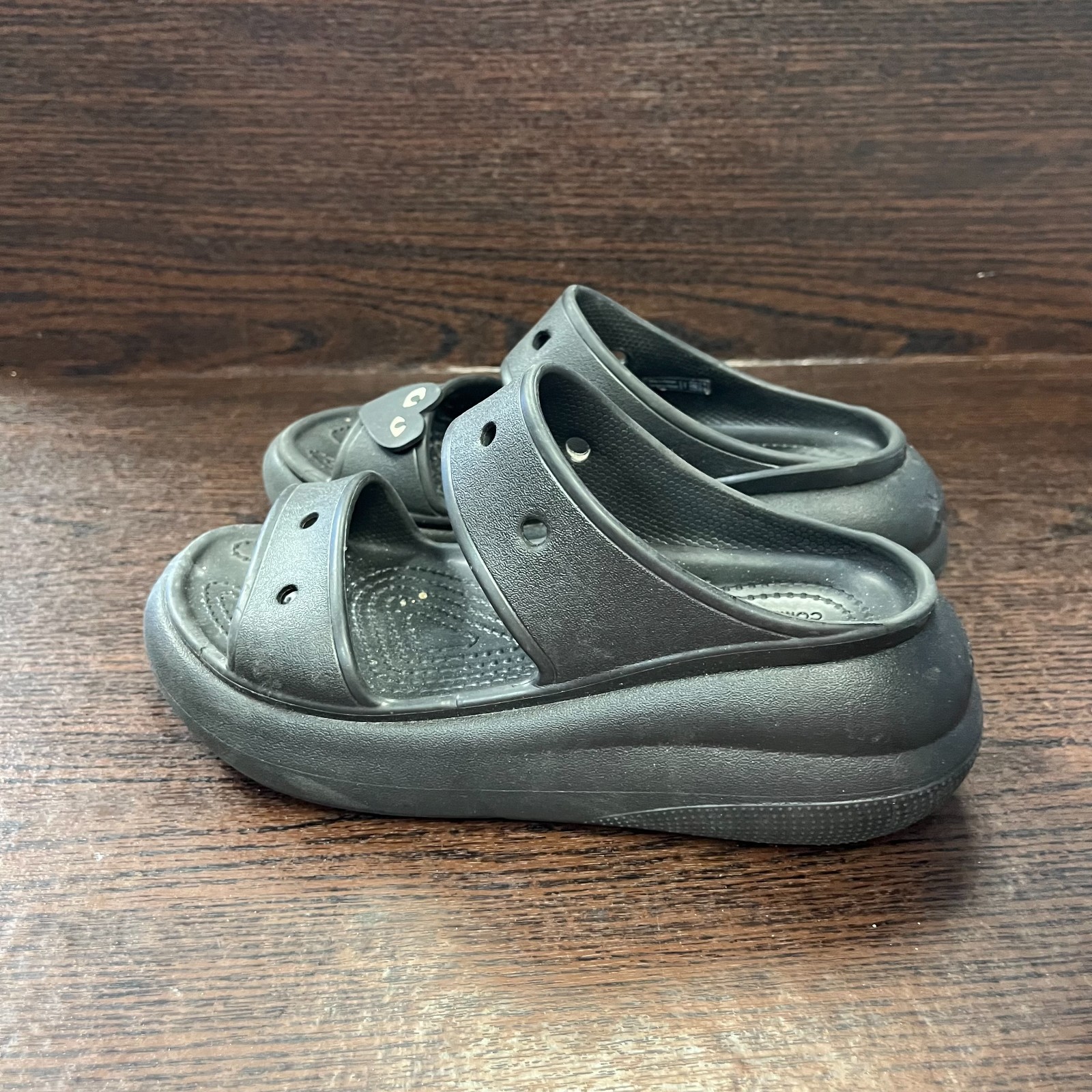 Crocs Classic Crush Sandal Unisex Size W6 M4 Black Platform Slide EVA 207670