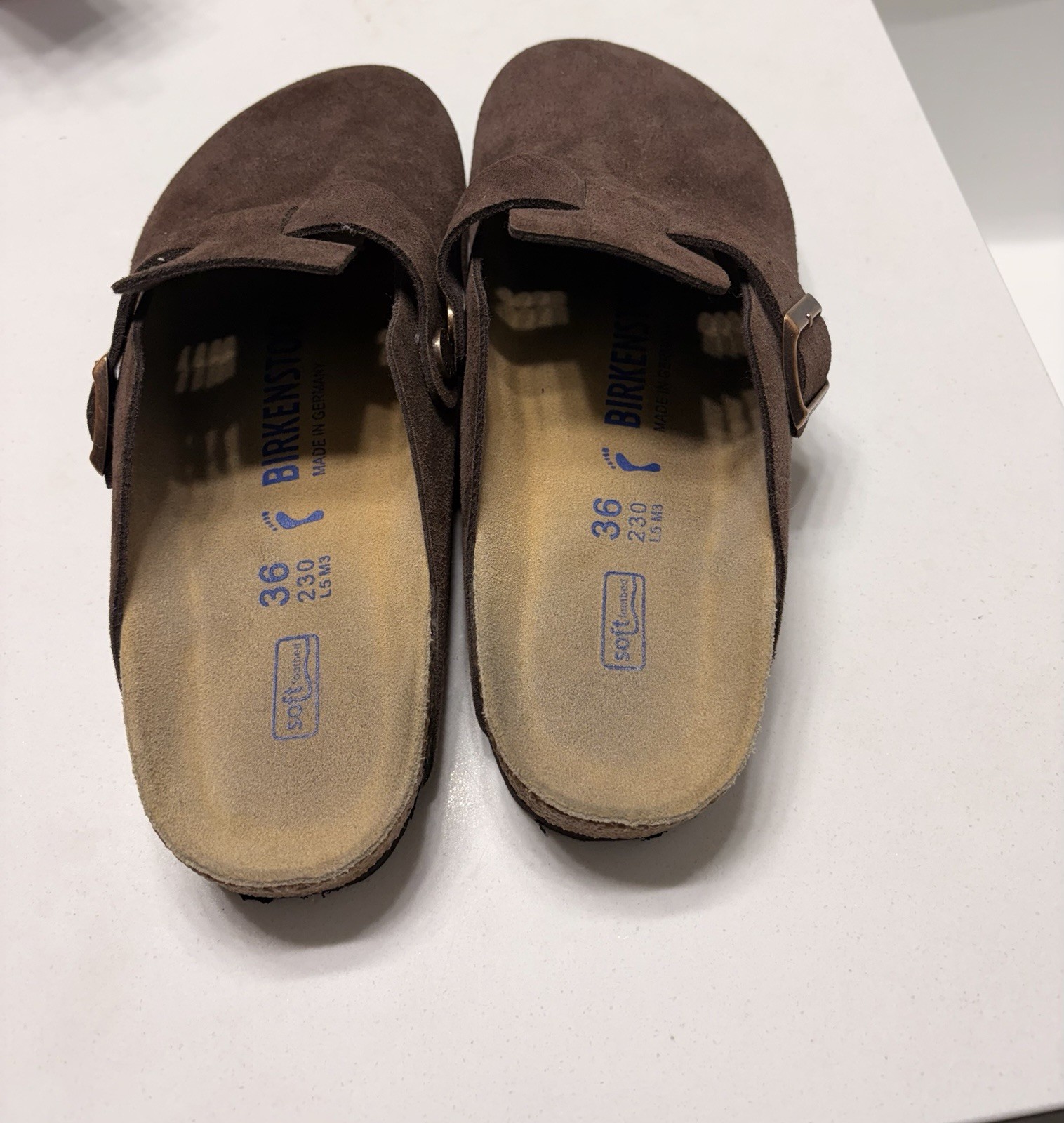 Birkenstock Brown Suede Slip-On Clog Sandals EU 36 Adjustable Buckle
