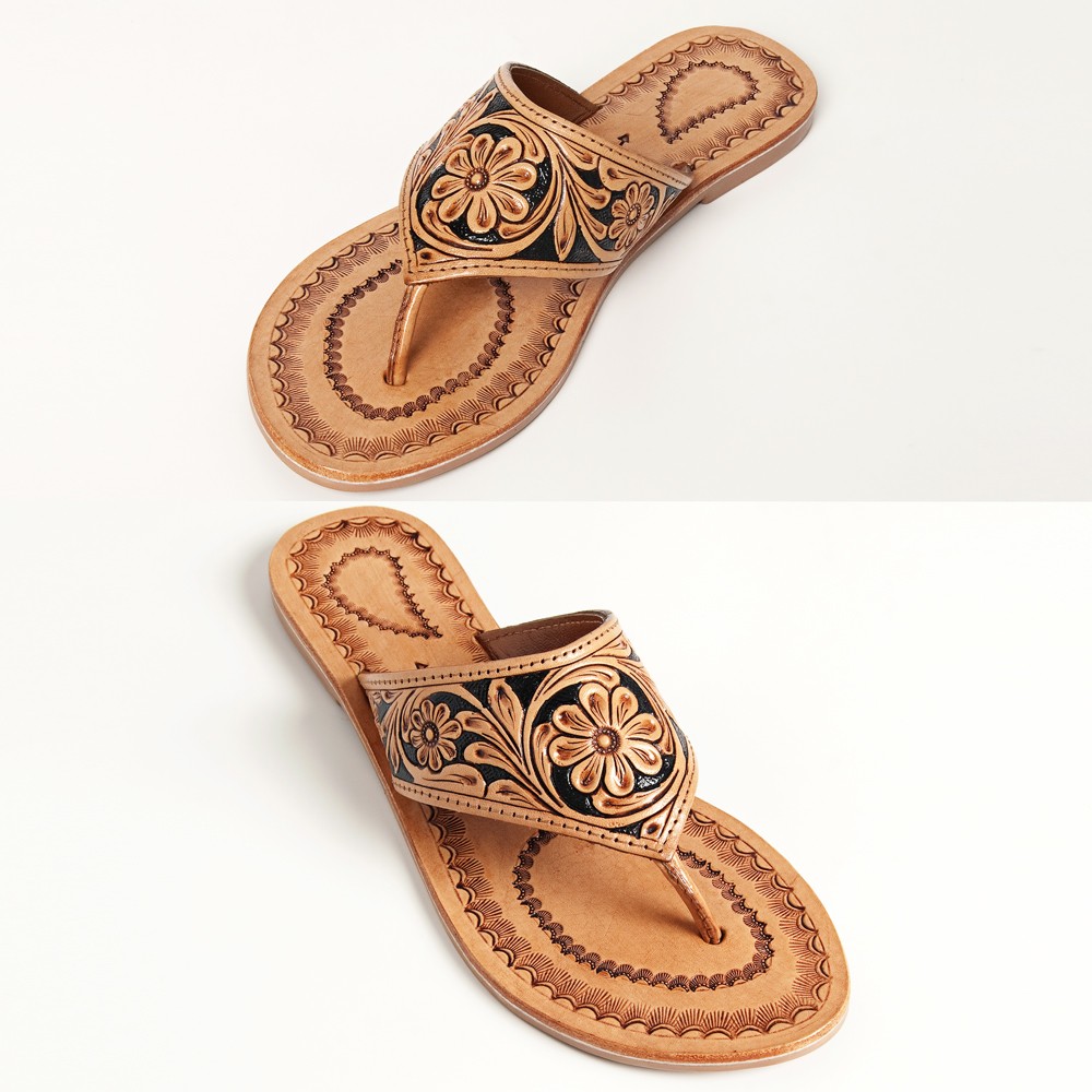 AD American Darling ADFTE104A Hand tooled carved genuine leather sandal