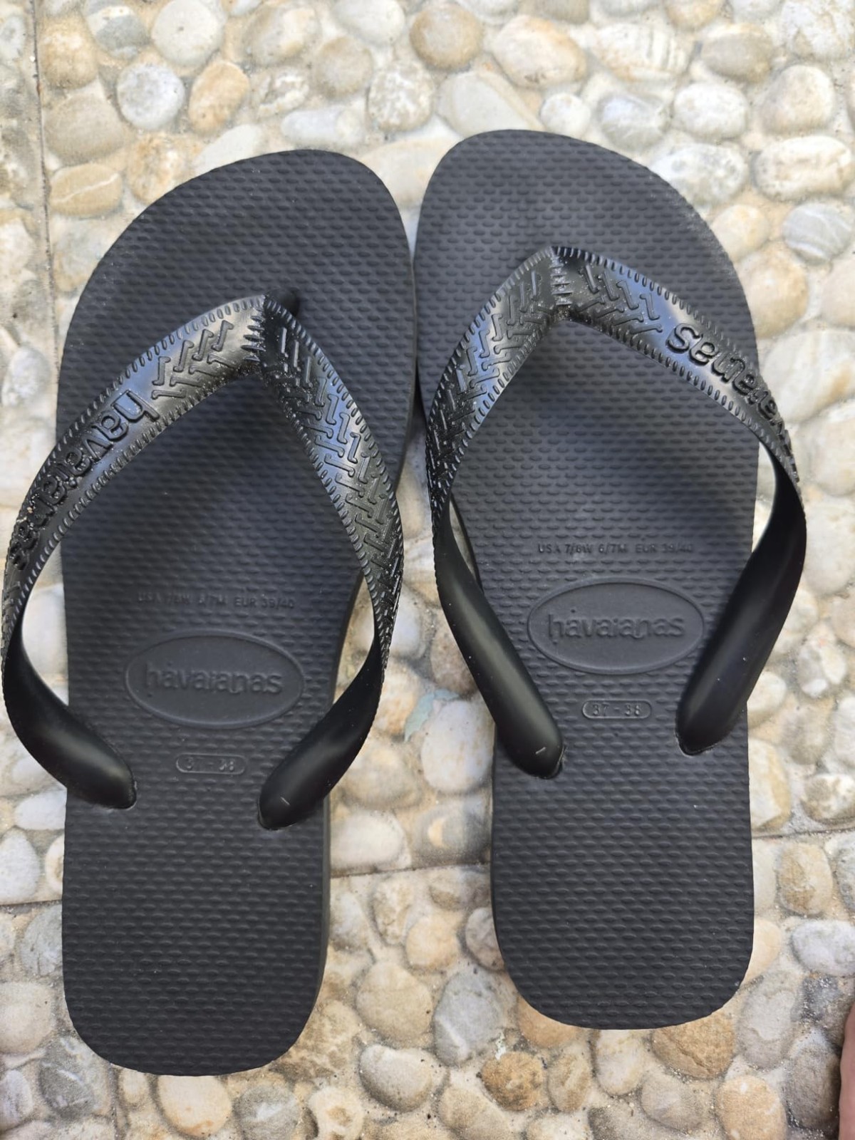 HAVAIANAS WOMEN’S BLACK CORE FLIP FLOPS SANDALS SIZE 7 / 8 NEW WITH TAGS