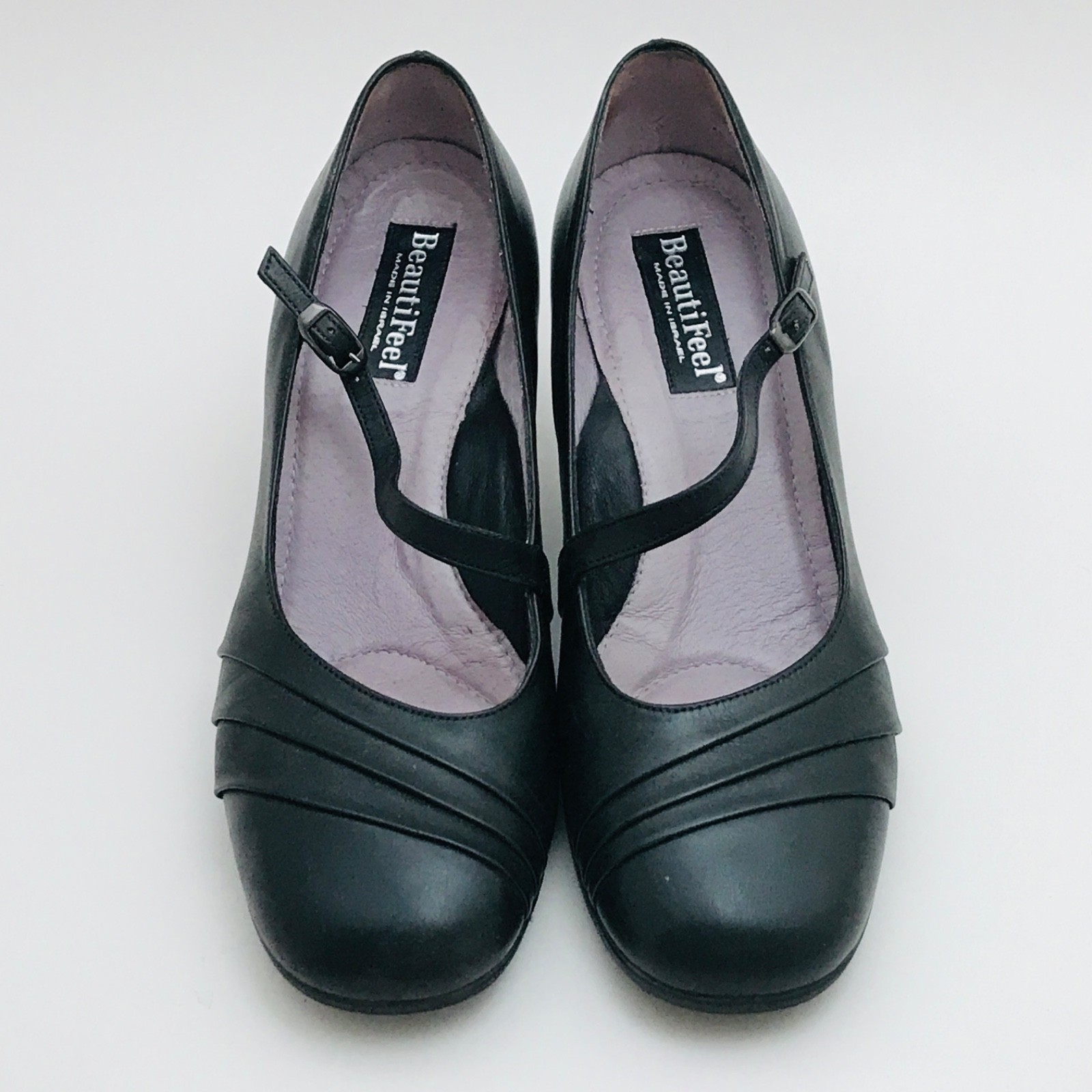 BeautiFeel Classic Black Mary Jane Heels Ankle Strap Latex Sole EU38 US 7.5-8.0
