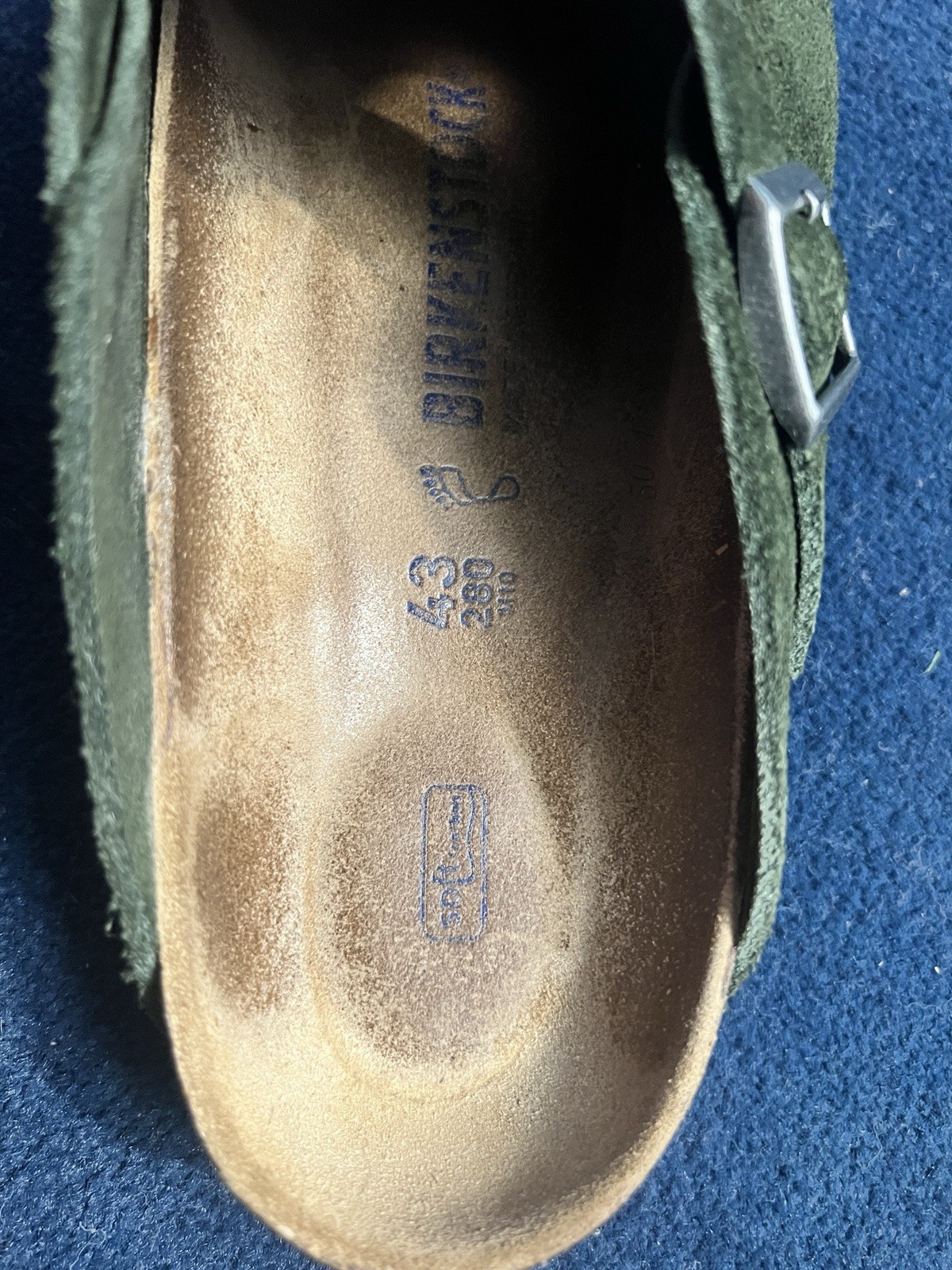 Birkenstock Clogs Size 10-10.5 Suede Olive Green Soft Footbed