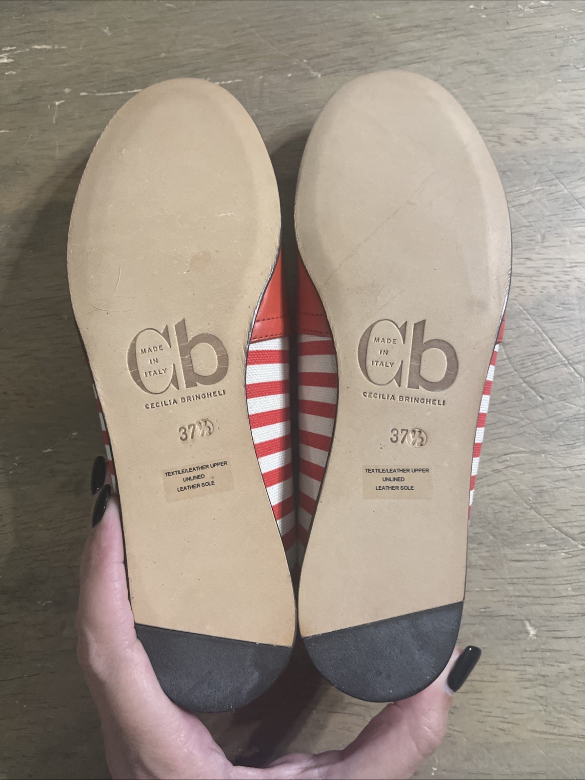 Cecilia Bringheli CB Made in Italy Red/White Textile Loafer Flats Shoe 37.5 – 7