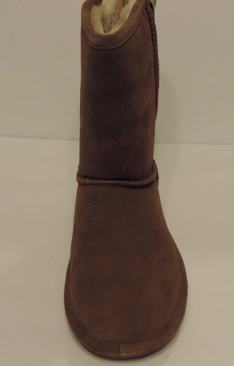 New Bearpaw Emma Short 608 W Hickory Cow Suede Upper Sheepskin wool blend beige