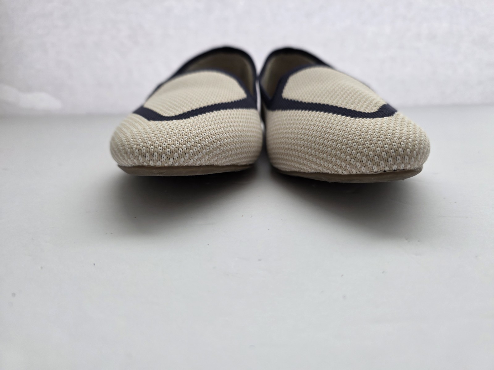 Birdies The Blackbird Eggshell Navy Flats Knit Woven Loafers Slip-ons Size 10